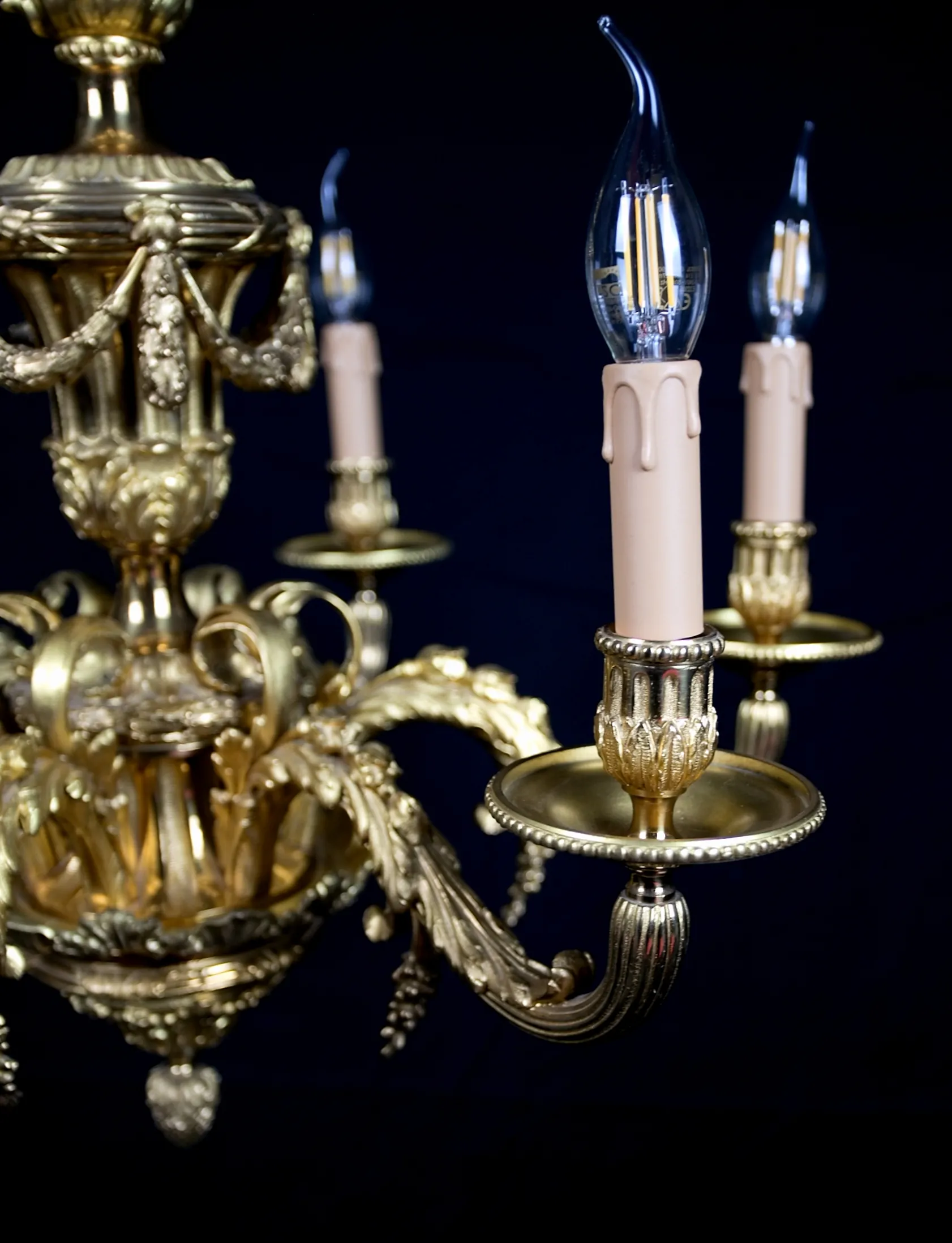 Starožitný lustr zlacený bronz Mazarin - 5