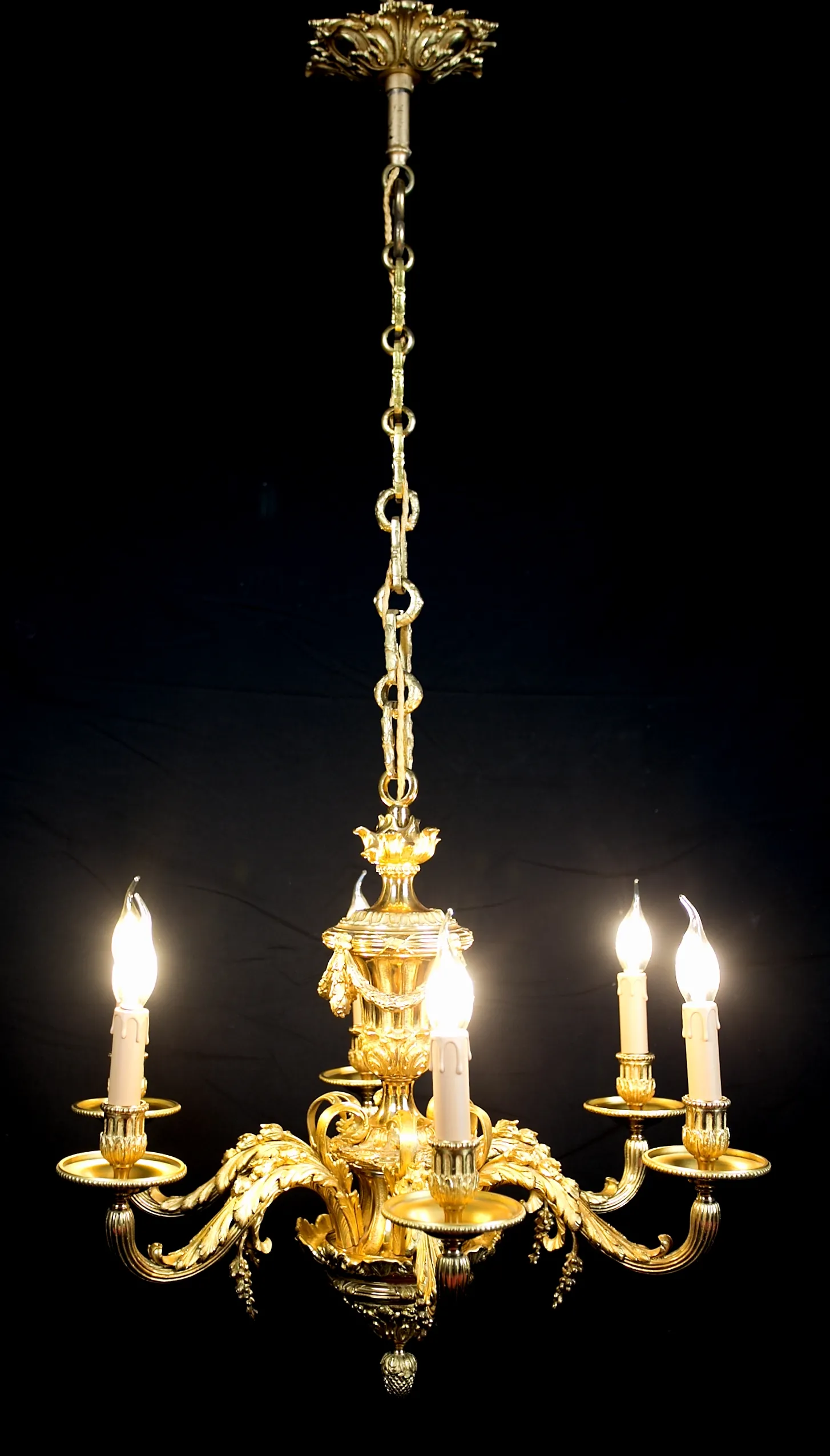 Starožitný lustr zlacený bronz Mazarin - 7
