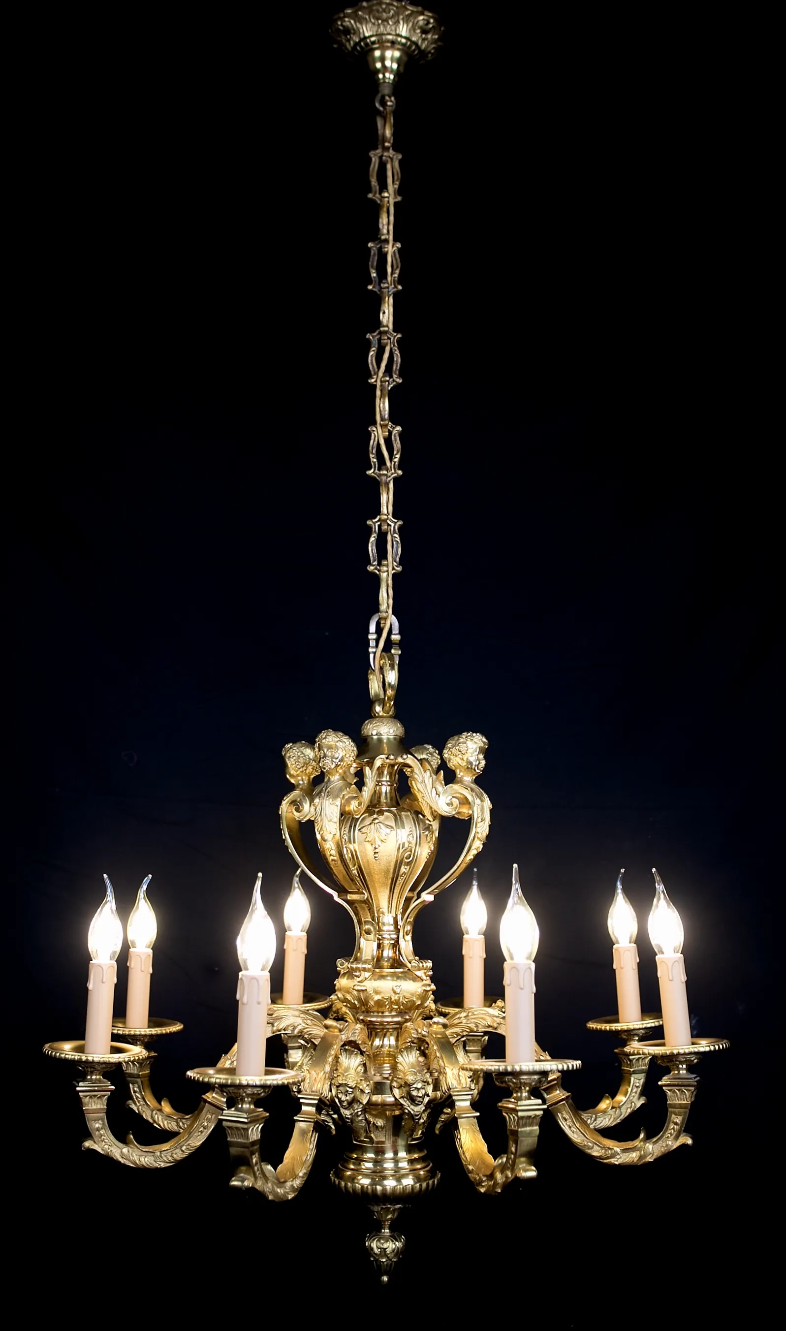 Starožitný francouzský bronzový lustr Mazarin - 8