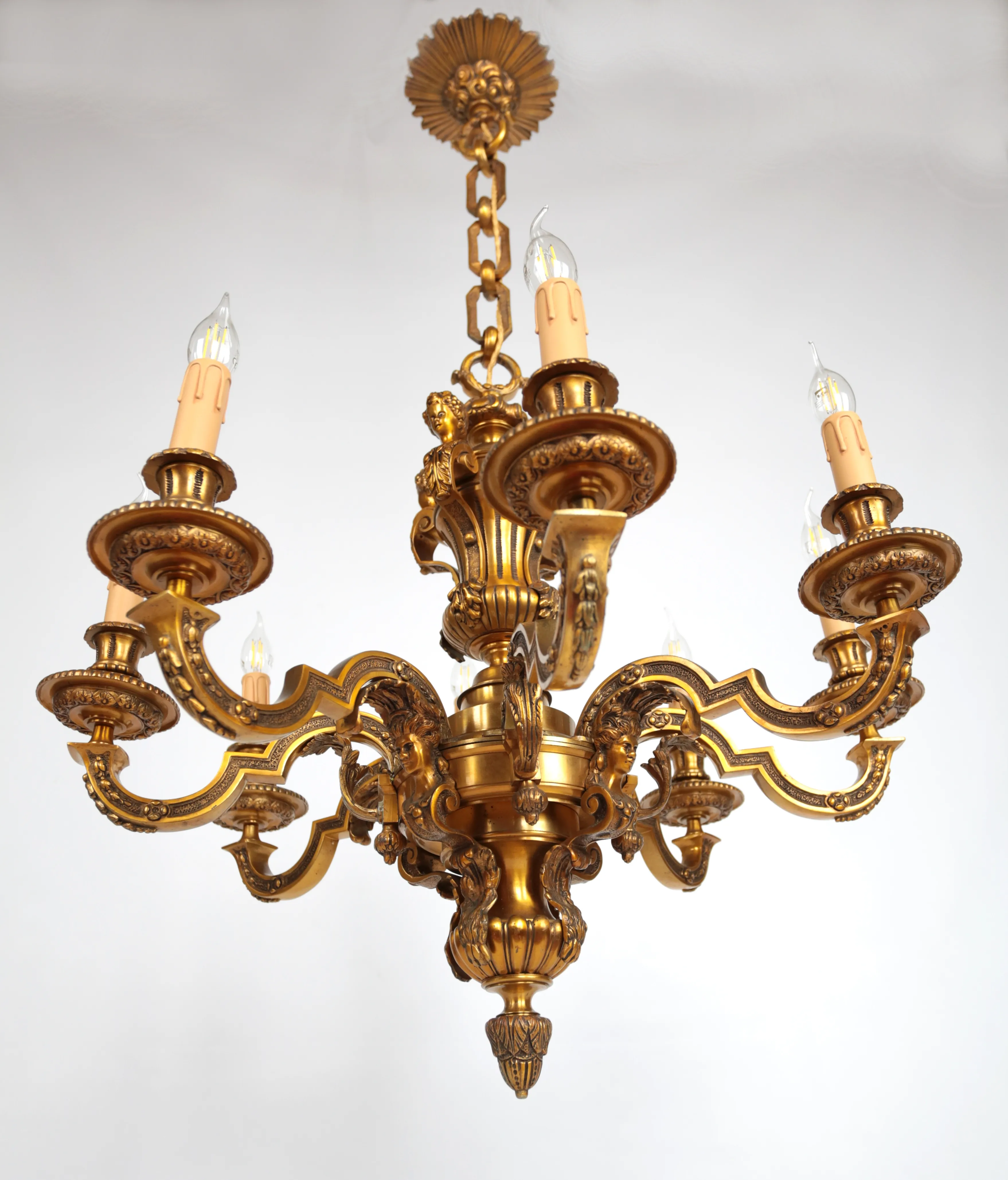 Starožitný francouzský bronzový lustr Mazarin - 8