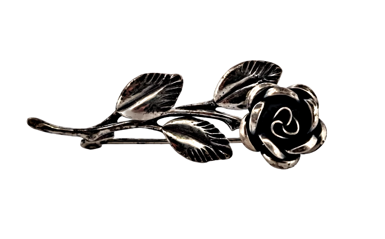Stříbrná brož - růže