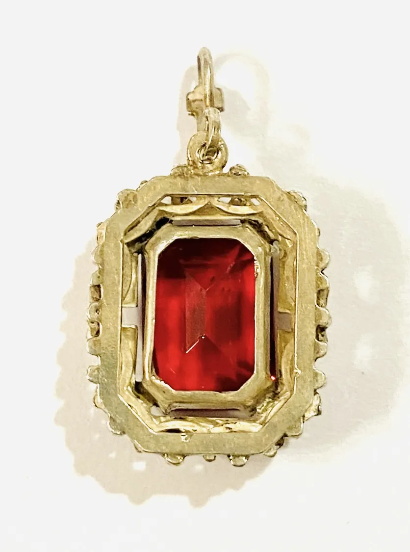 Stříbrný art-deco přívěšek s rubínem - 4
