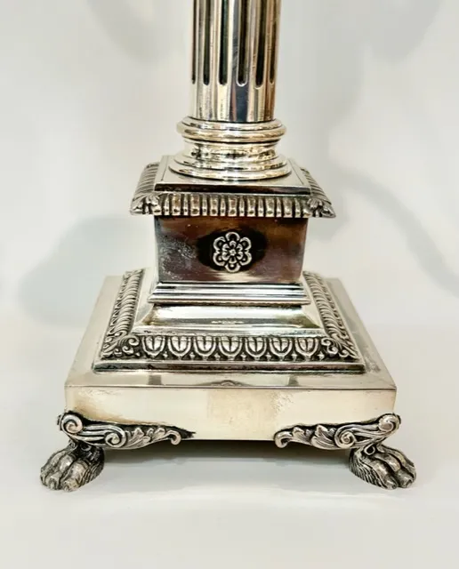 Velké stříbrné párové svícny, pětiplamenné – Druhý empír - 2