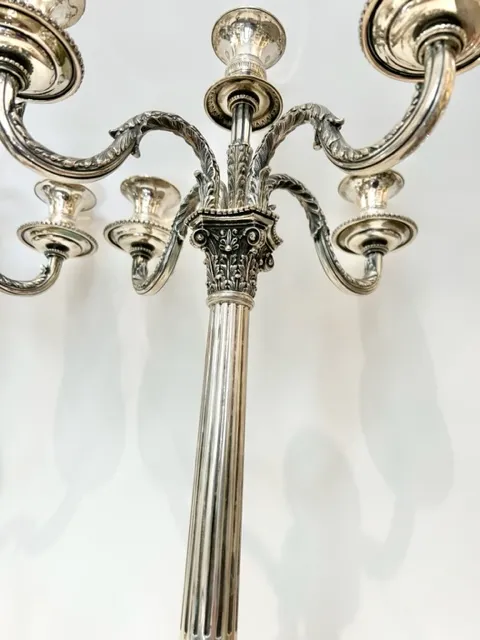Velké stříbrné párové svícny, pětiplamenné – Druhý empír - 3