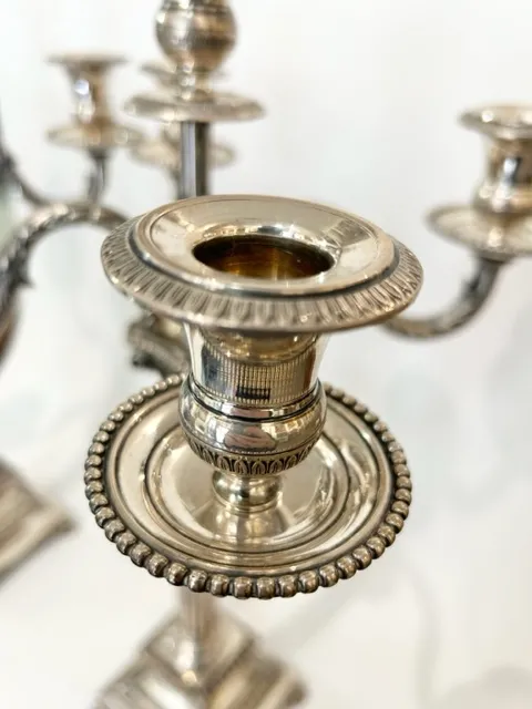 Velké stříbrné párové svícny, pětiplamenné – Druhý empír - 4