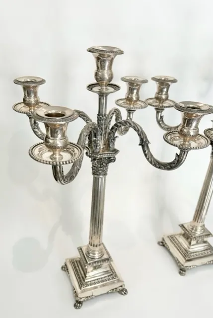 Velké stříbrné párové svícny, pětiplamenné – Druhý empír - 8