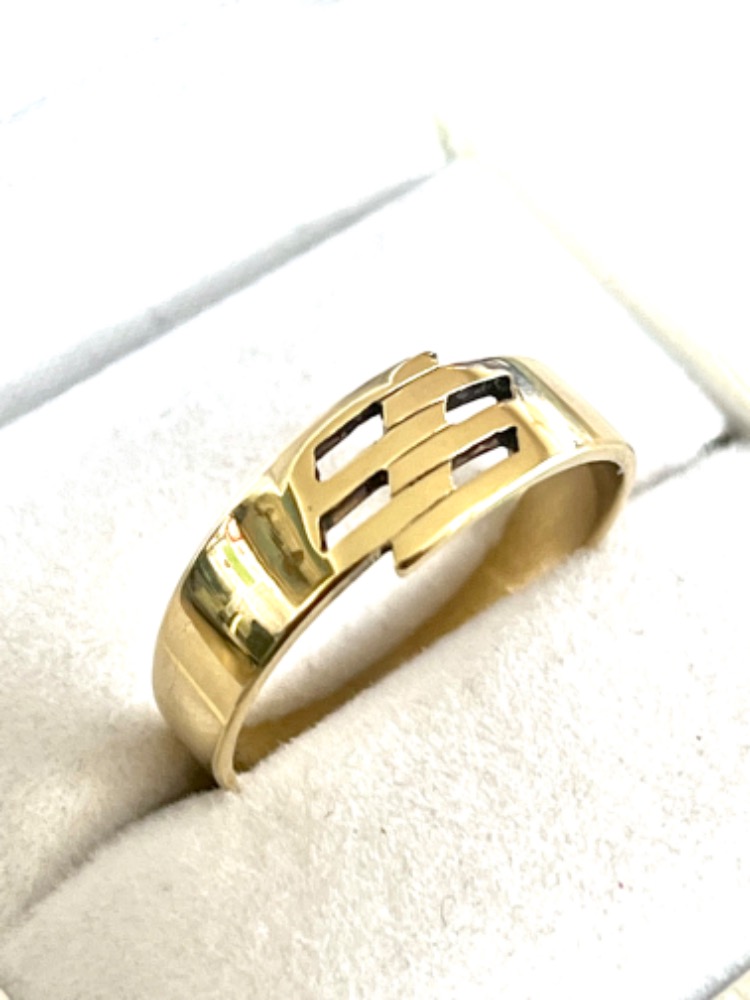 Zlatý prsten ze žlutého 14 karátového zlata – punc Čejka