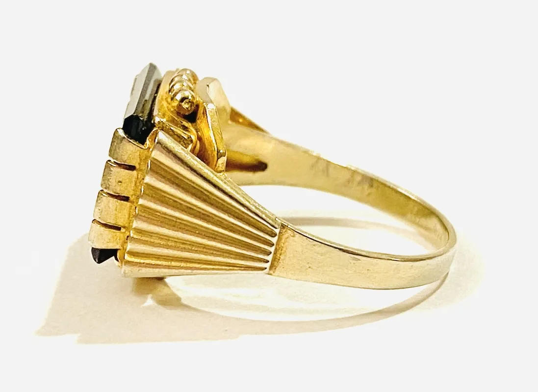 Stříbrný pánský art-deco prsten s onyxem - 3
