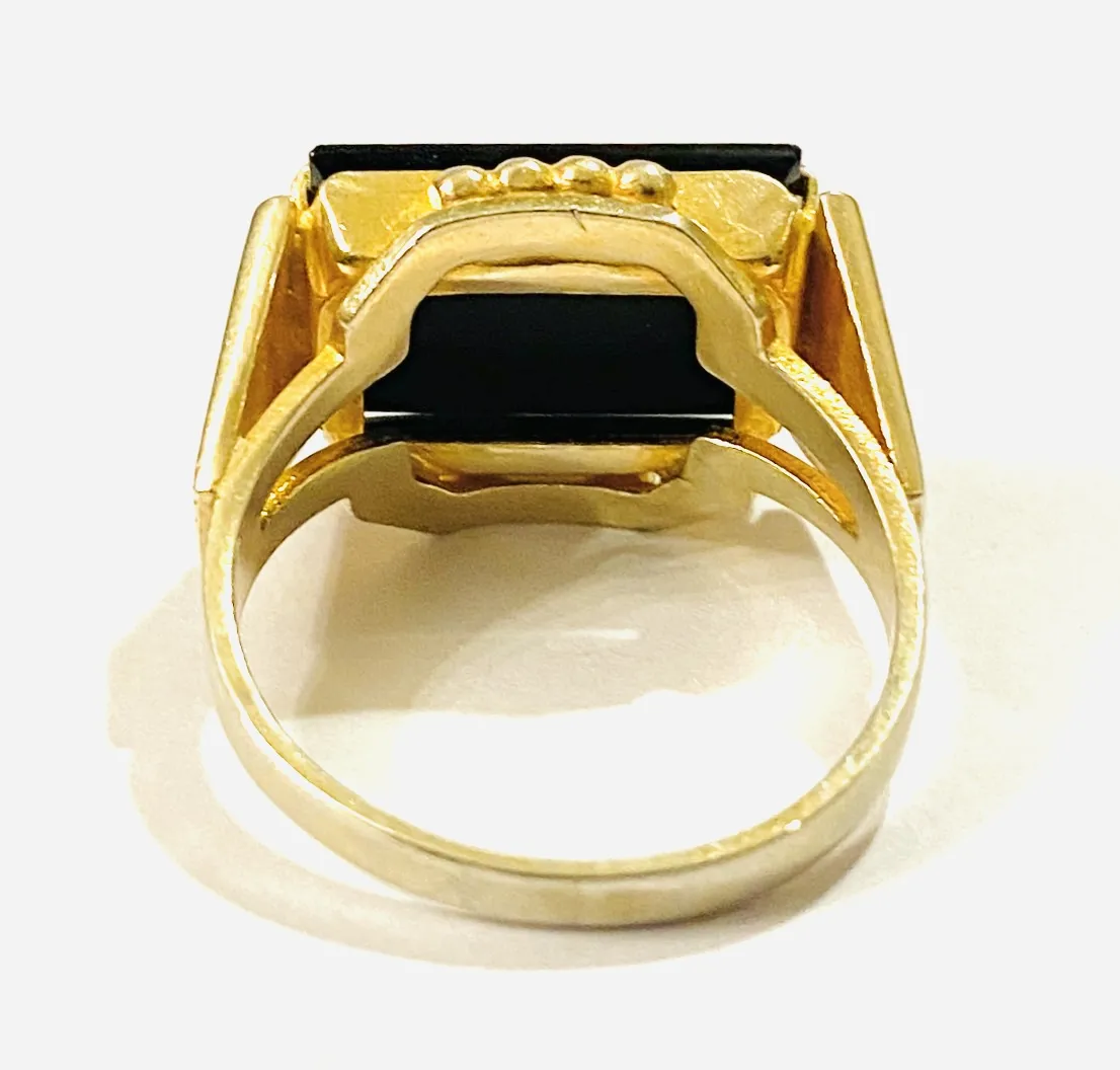 Stříbrný pánský art-deco prsten s onyxem - 5