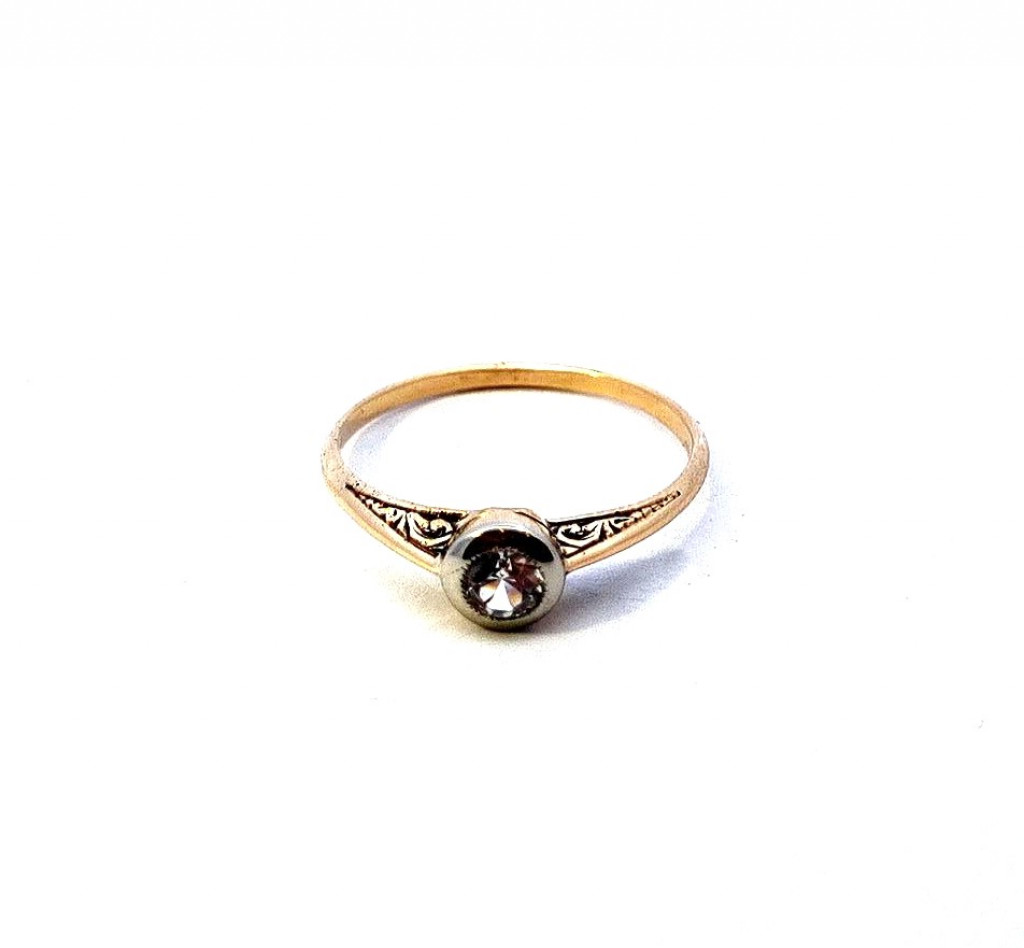 Starožitný zlatý prsten s leukosafírem, vel. 57