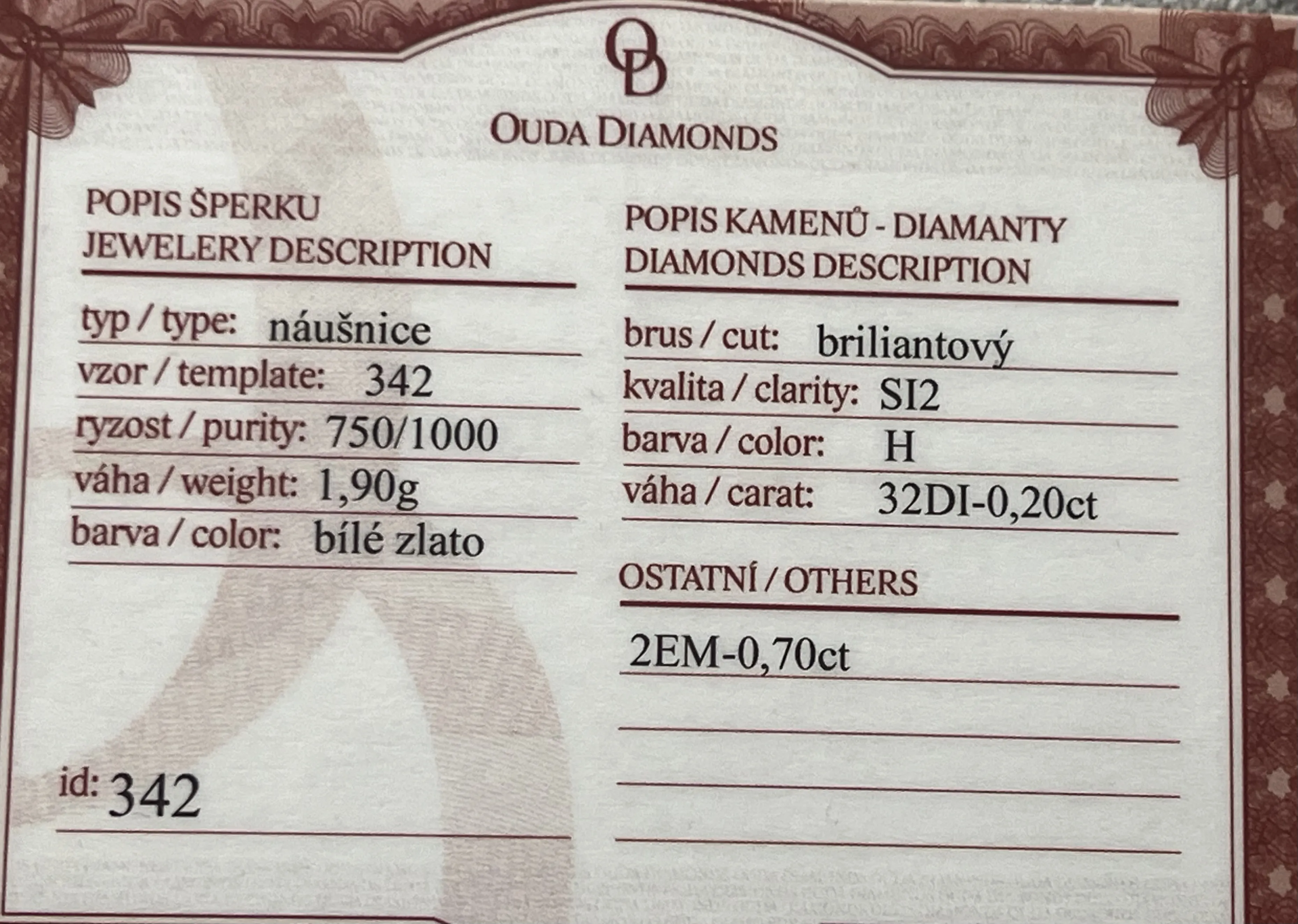 Zlaté náušnice s brilianty a smaragdy, cerifikát - 6