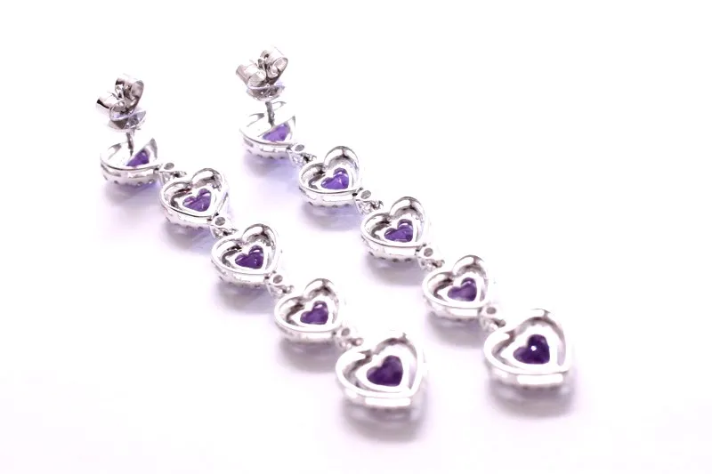 Zlaté náušnice s diamanty a ametysty - 3