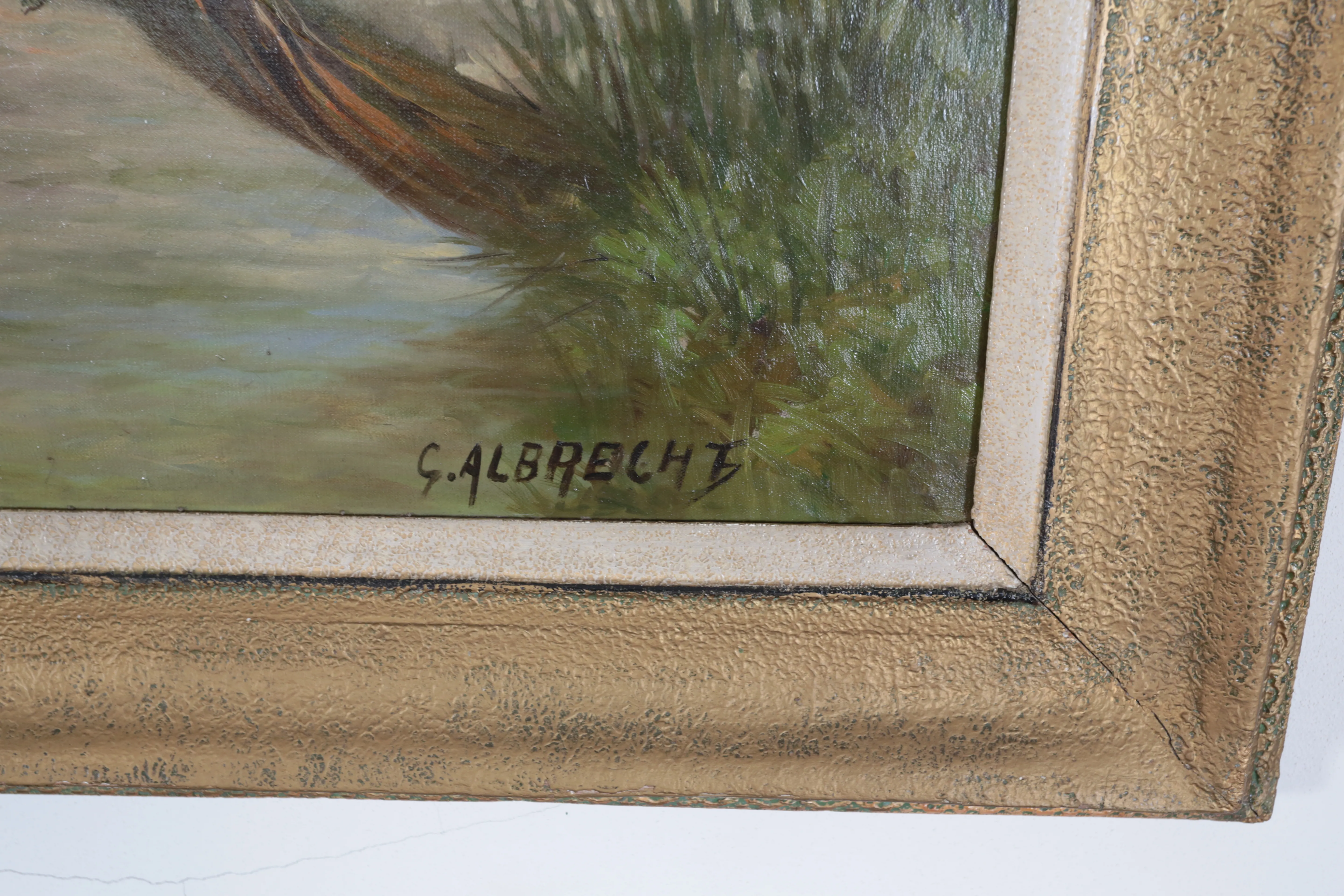 G. Albrecht – Výhled na vesnici s kostelem, velký obraz 232 x 132 cm - 5