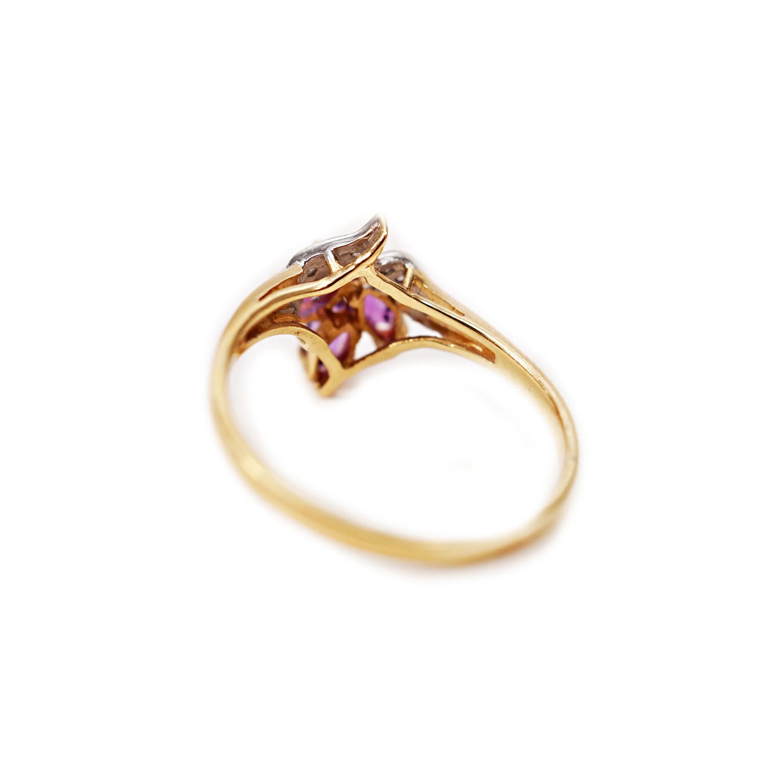 Zlatý prsten s ametysty a diamanty - 3