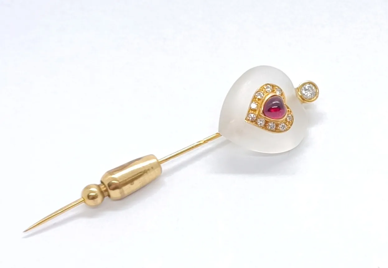 Zlatá jehlice s křišťálem, safírem a diamanty - 2