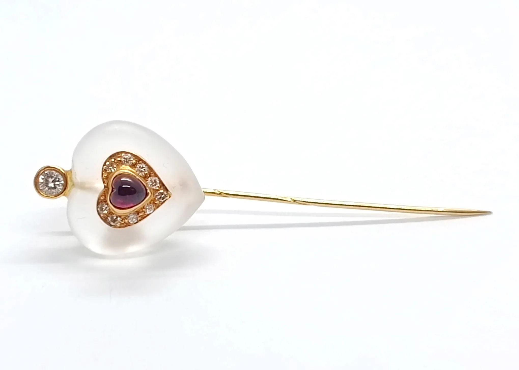 Zlatá jehlice s křišťálem, safírem a diamanty - 4