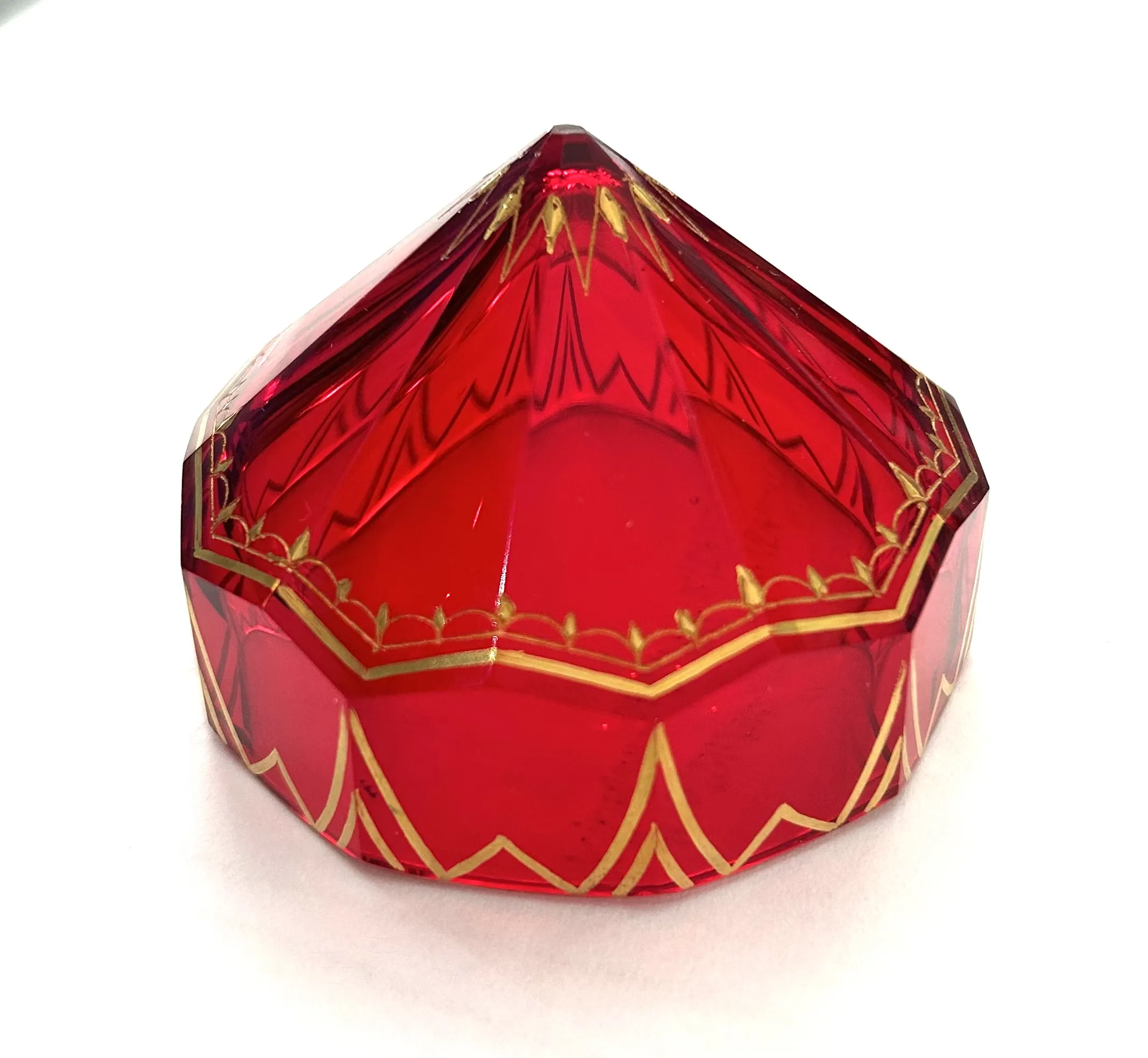 Art deco zlacená dóza z rubínového skla - 5