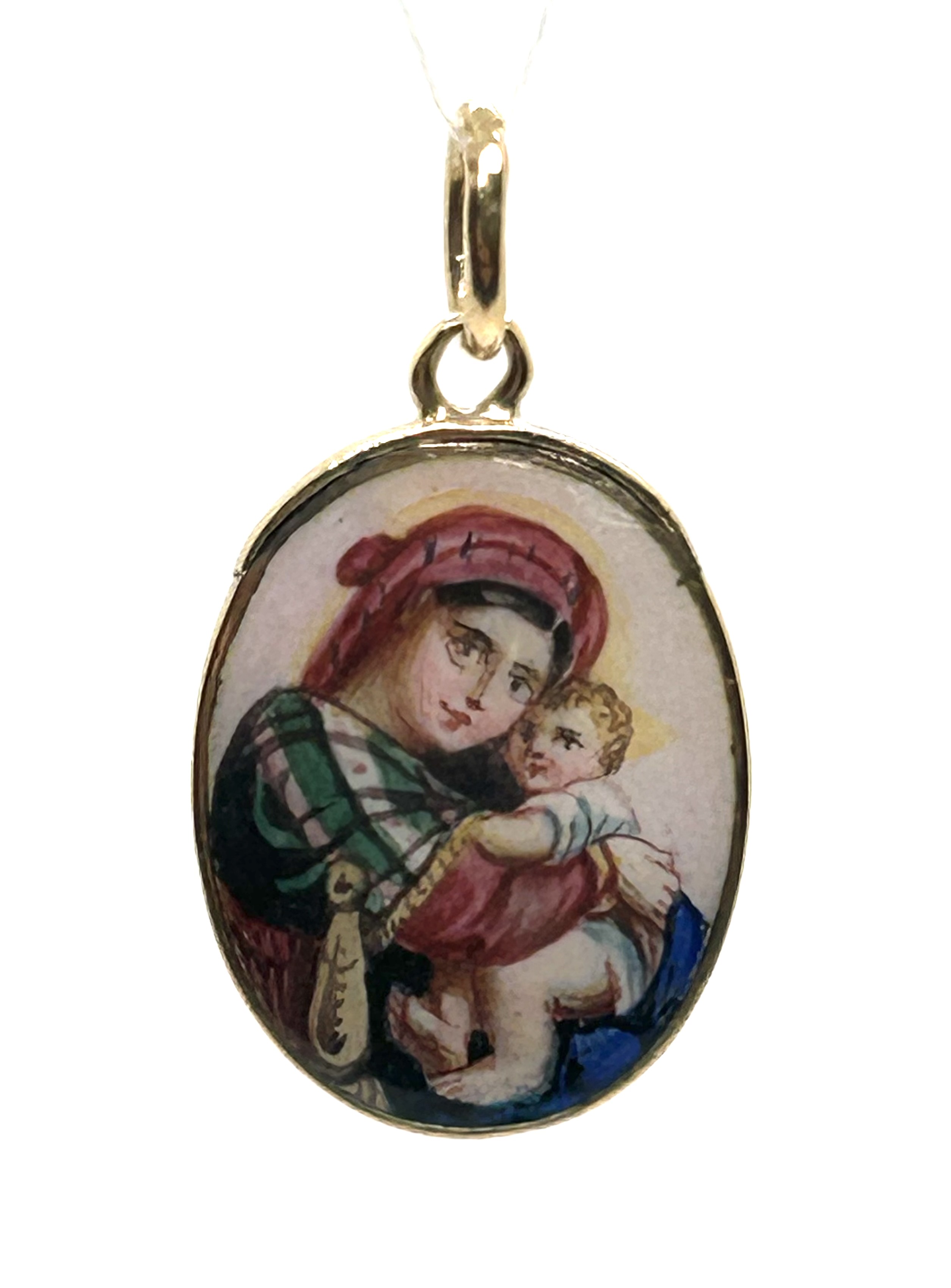 Stříbrný medailonek s Pannou Marií a Ježíškem