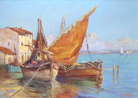 Ladislav Vyšanský – Plachetnice v přístavu ostrova - 2