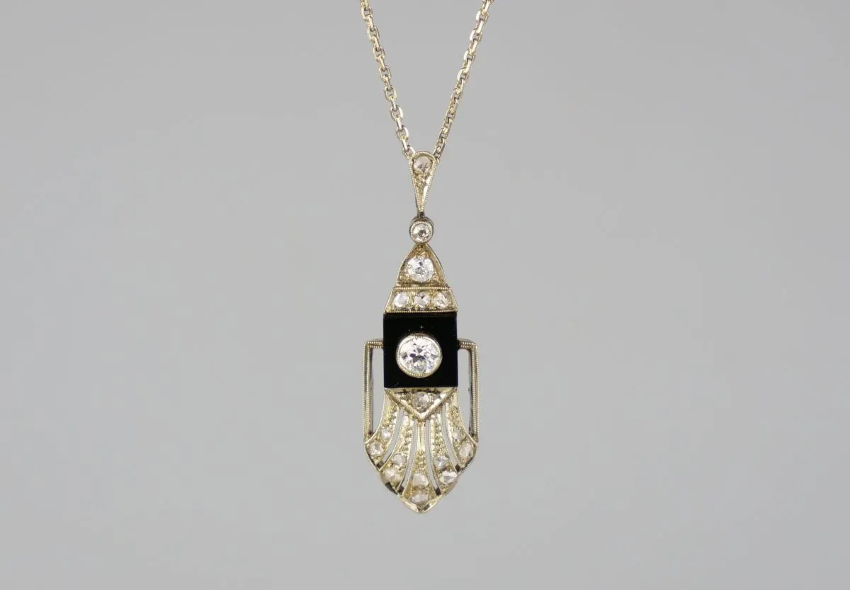 Zlatý art deco kolier s diamanty - 3