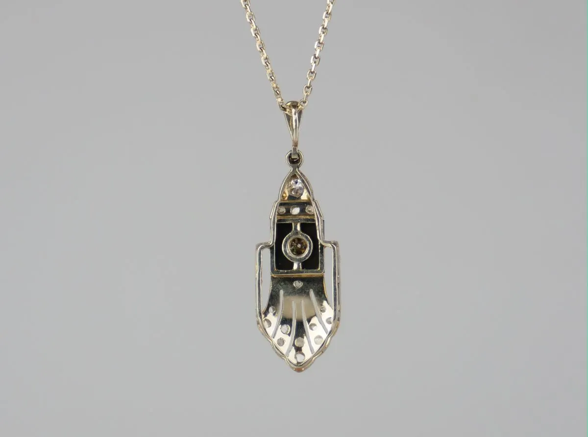 Zlatý art deco kolier s diamanty - 4