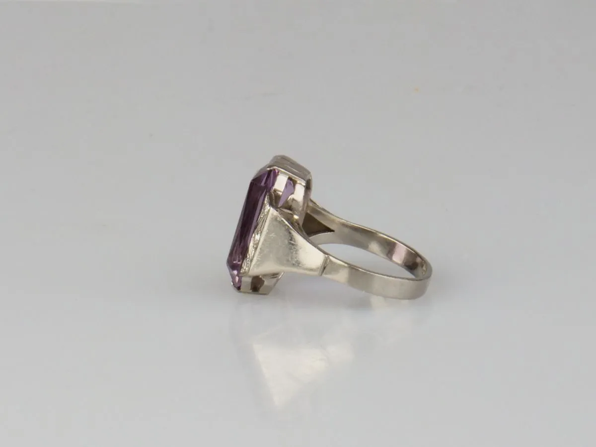 Zlatý prsten s ametystem a diamanty - 4