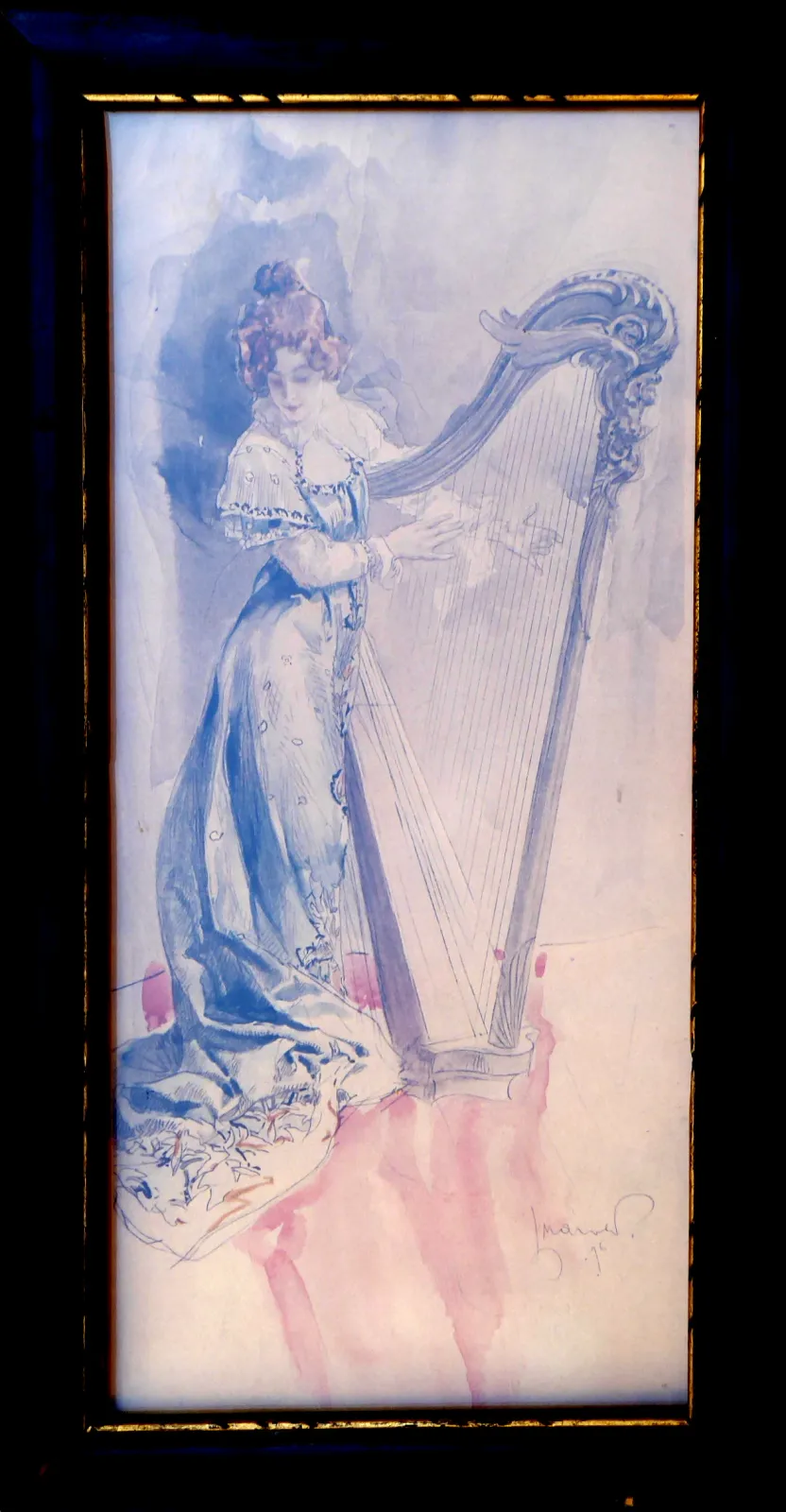 Rámeček s dívkou u harfy – Marold - 2