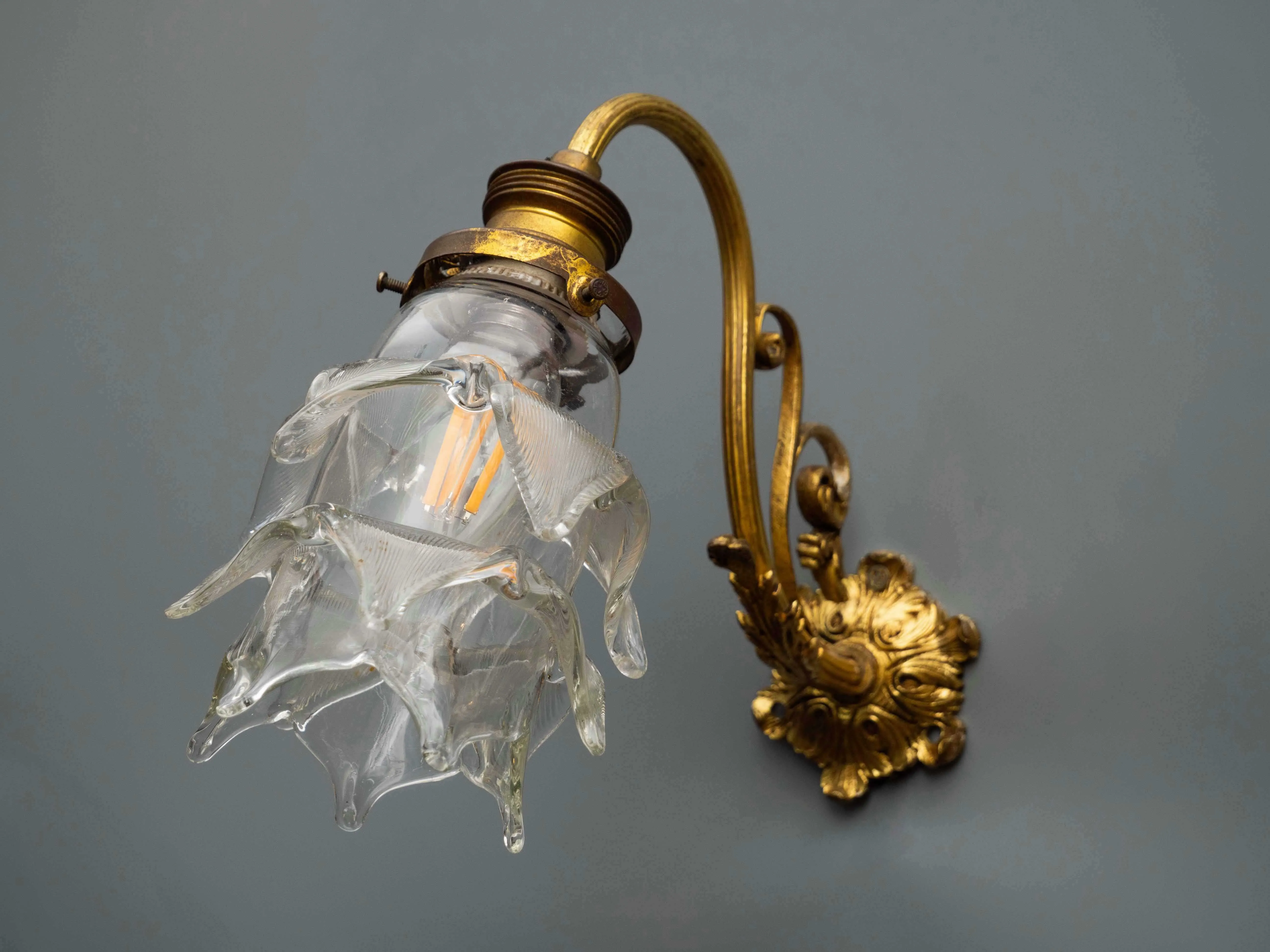 Nástěnná lampa / aplika ze zlaceného bronzu - 2