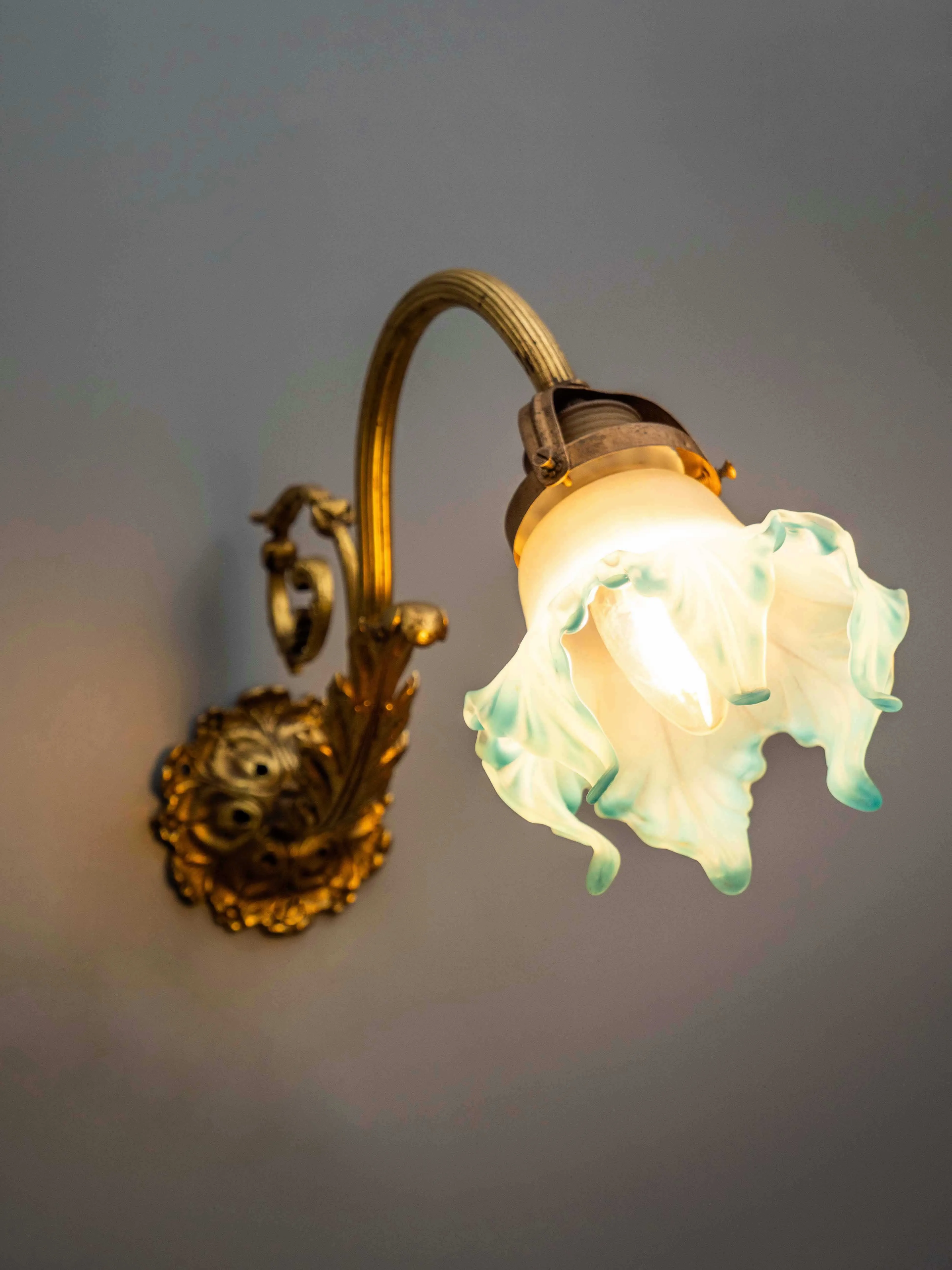 Nástěnná lampa / aplika zlacený bronz - 2