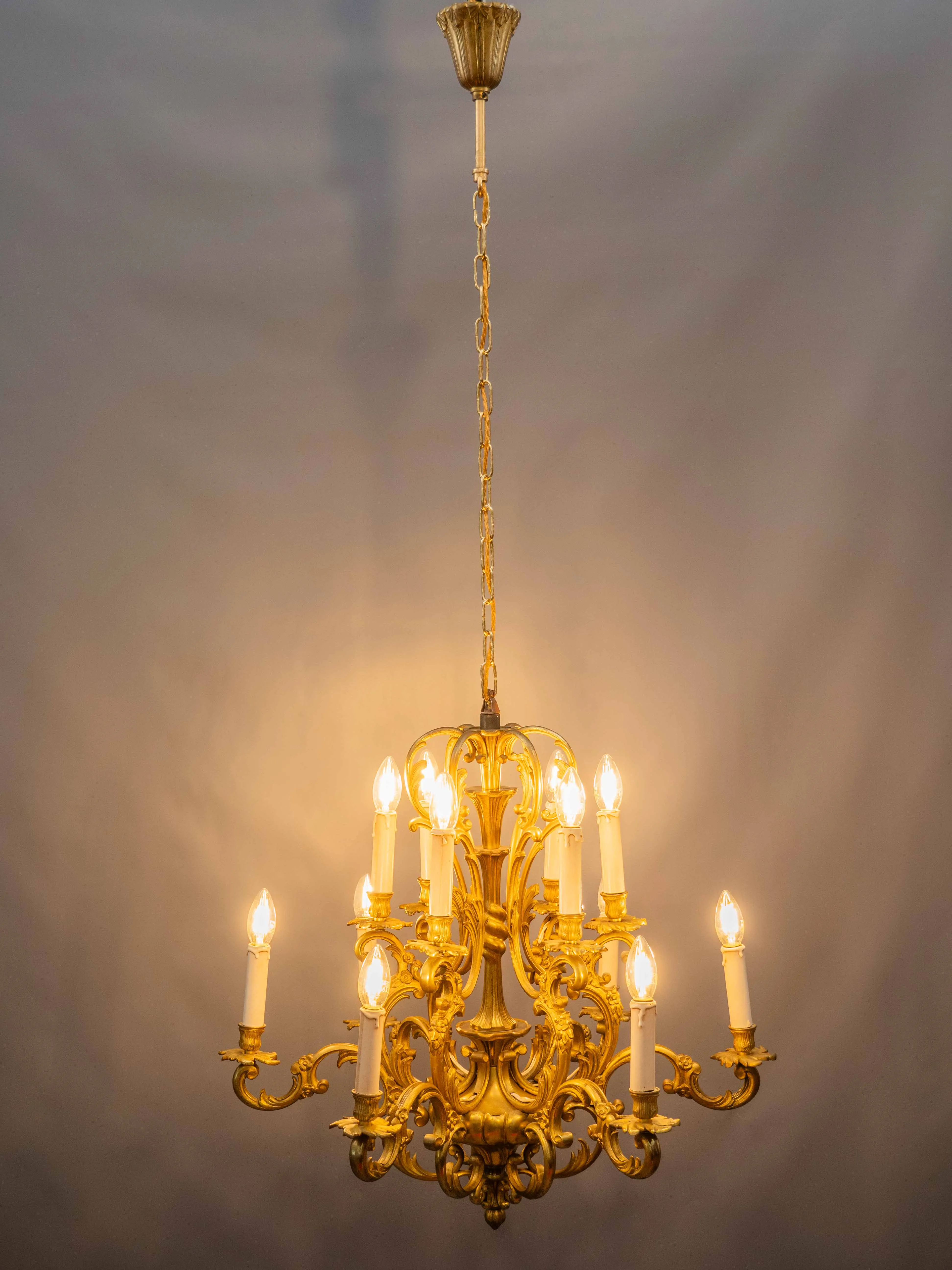 Velký bronzový lustr z dílen Maison Lucien Gau Paris - 5