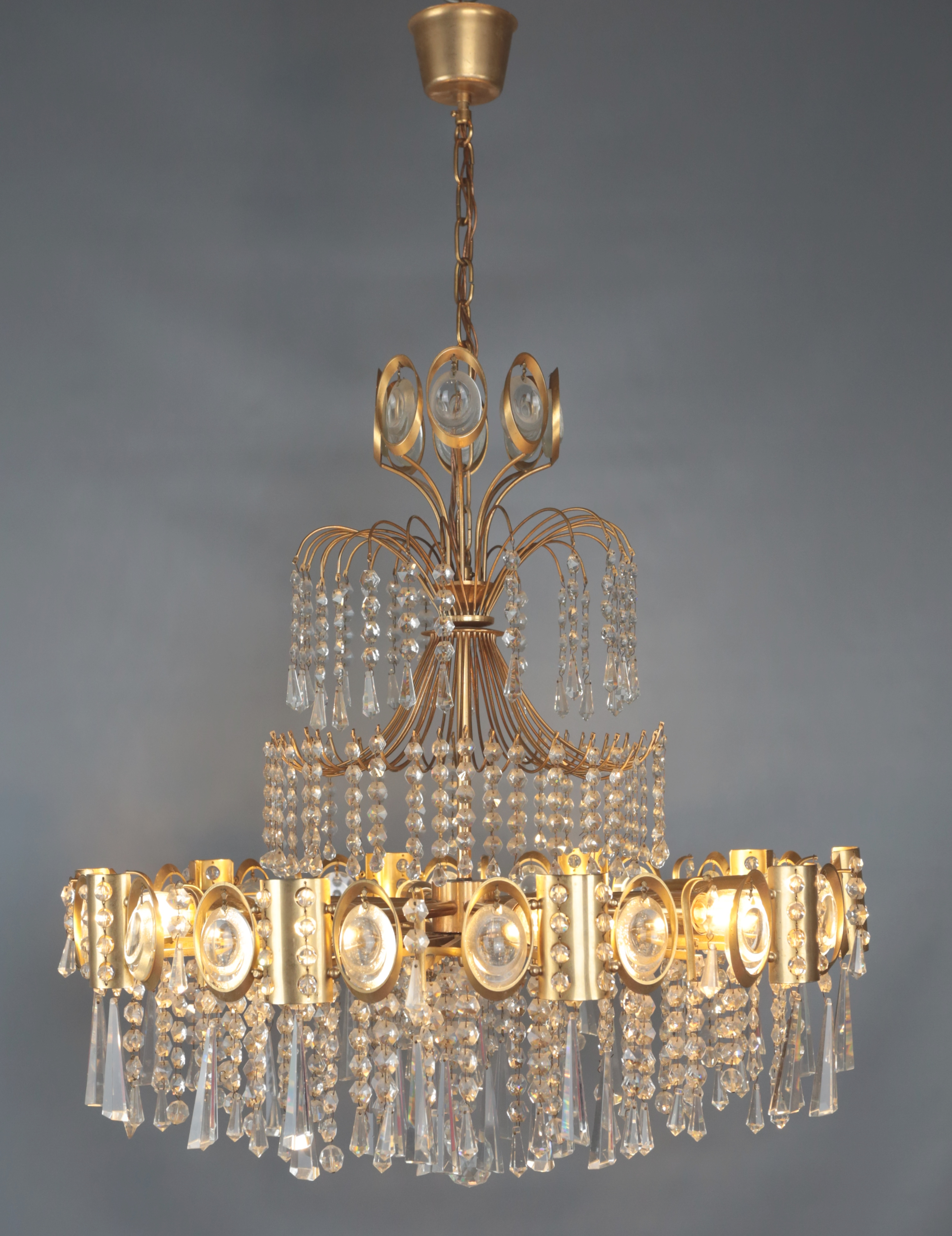 Designový vintage lustr s kaskádovými ověsy