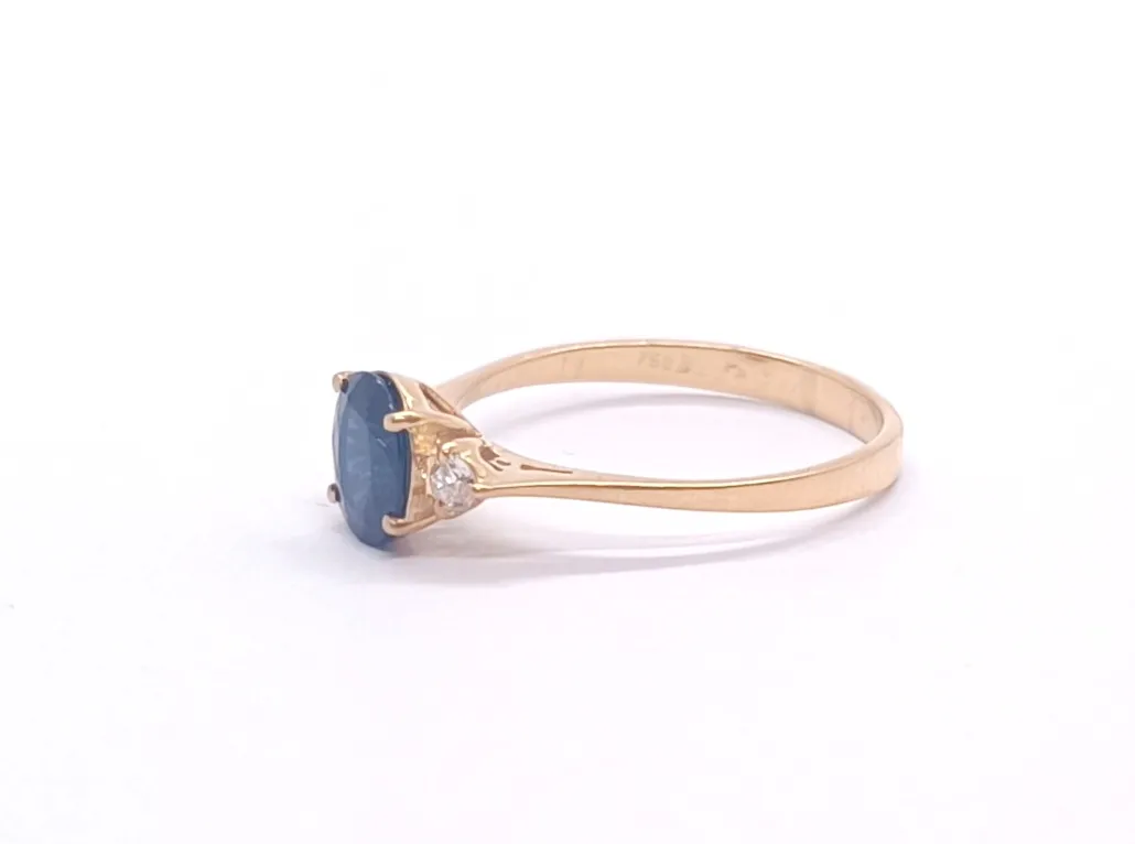 Zlatý prsten se safírem a diamanty - 6