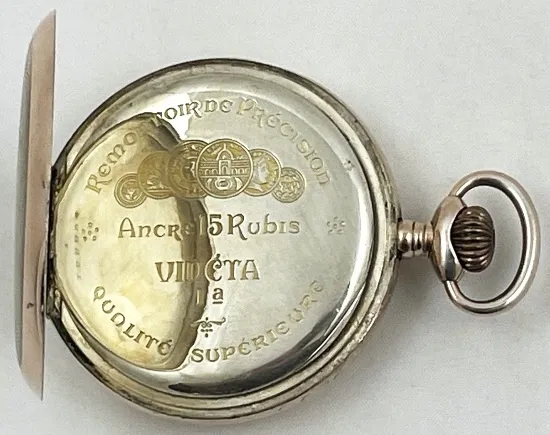 Stříbrné zlacené kapesní hodinky – Vinéta - 3