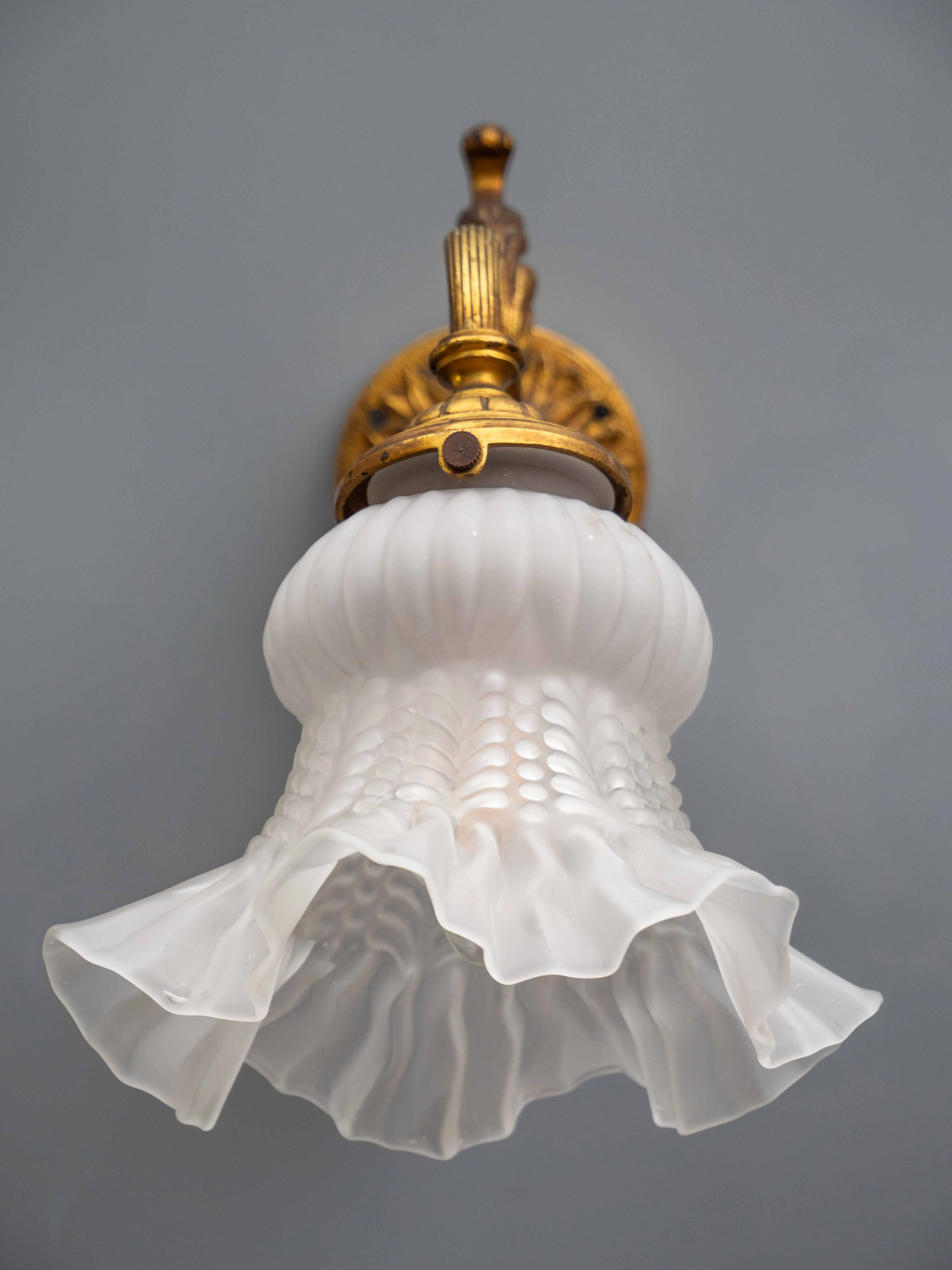 Francouzské starožitné pozlacené lampy na zeď – trojice - 4