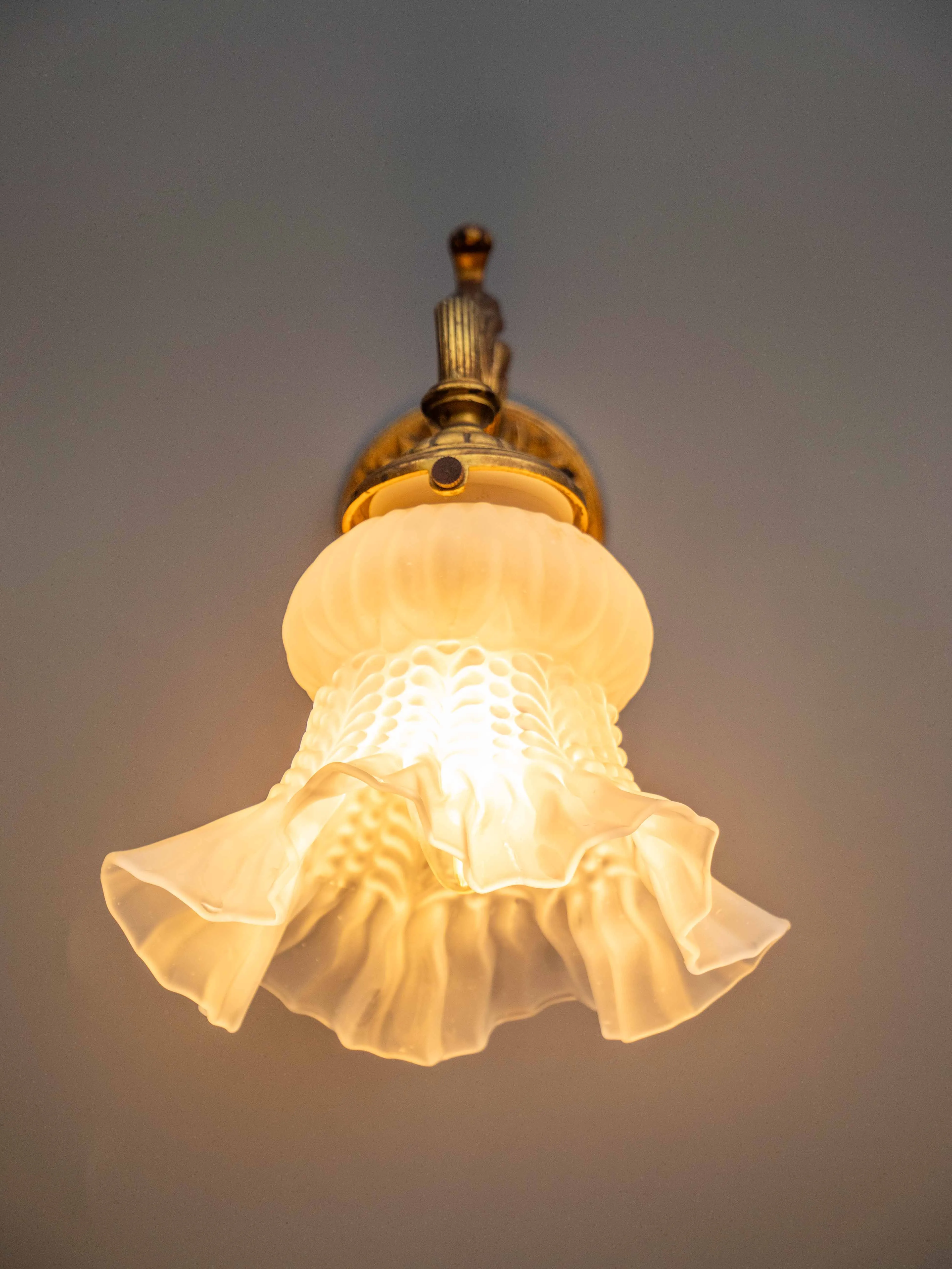 Francouzské starožitné pozlacené lampy na zeď – trojice - 6