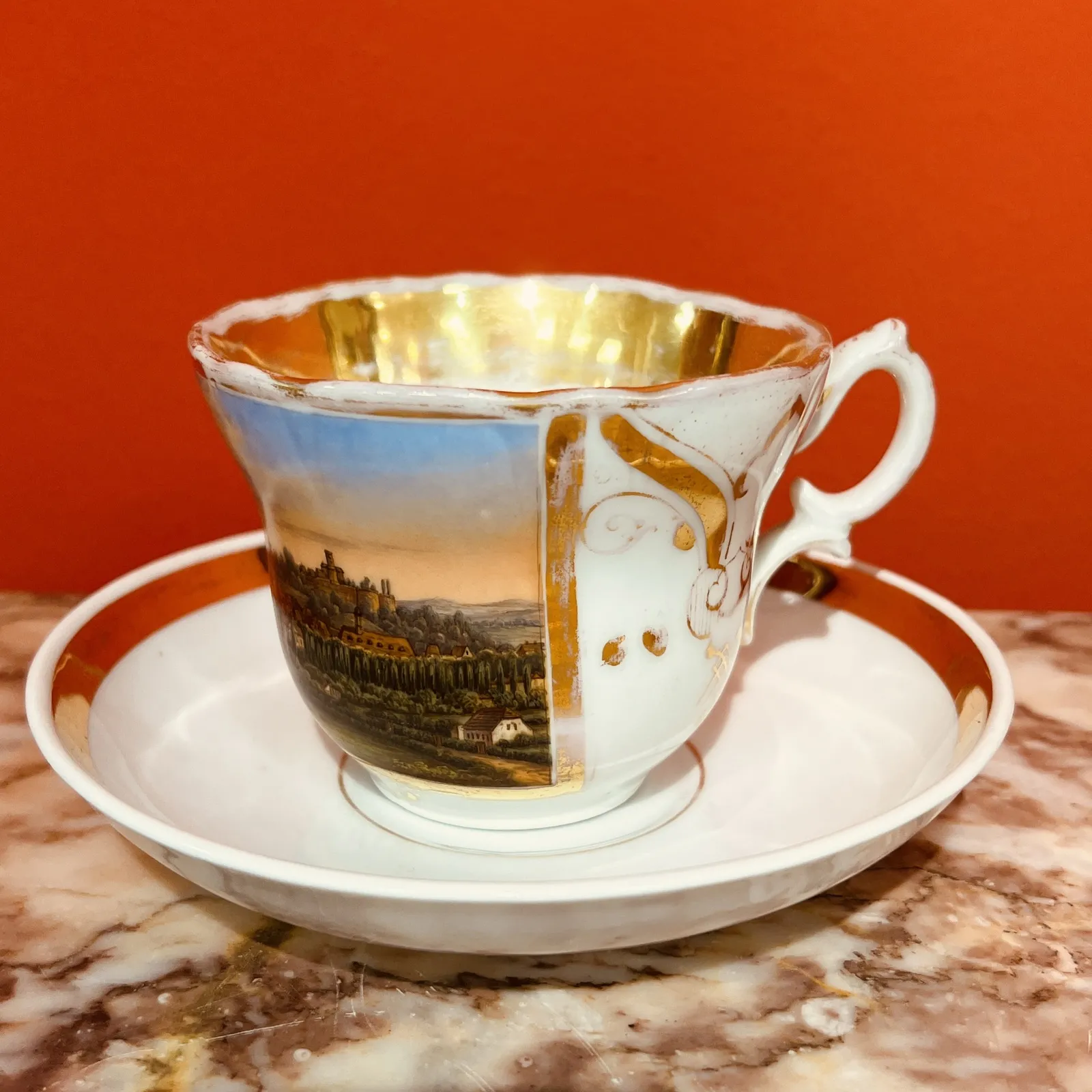 WALBRZYCH – TIELSCH, PORCELÁNOVÝ ŠÁLEK S VEDUTOU MĚSTA BIELEFELD - 2