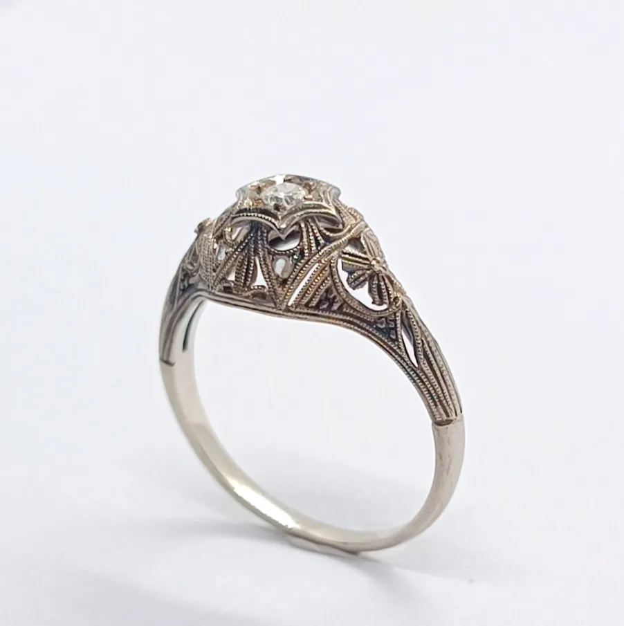 Art deco prsten s diamanty - 4