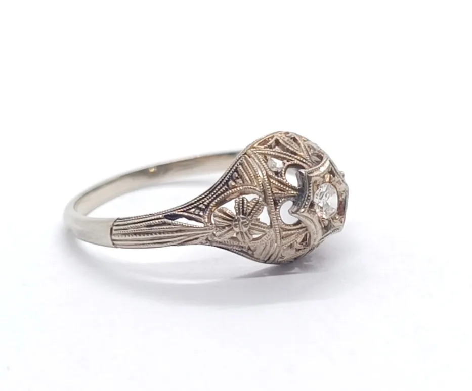 Art deco prsten s diamanty - 7