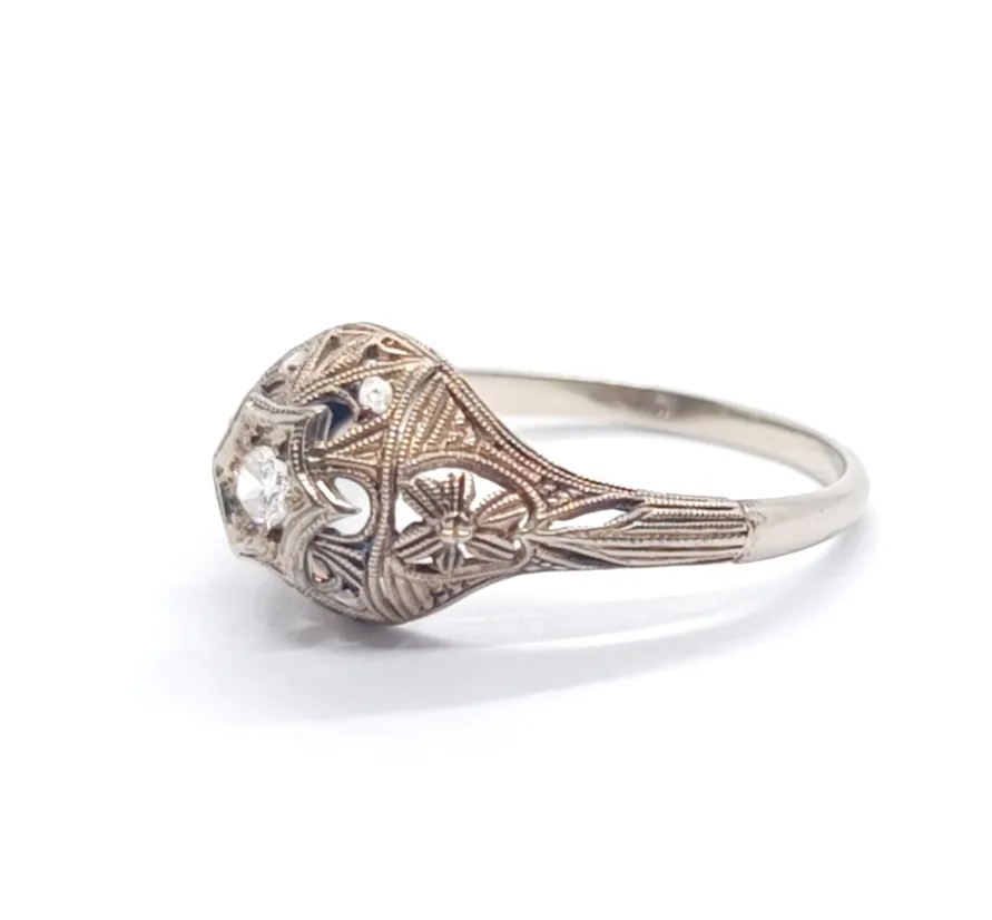 Art deco prsten s diamanty - 9