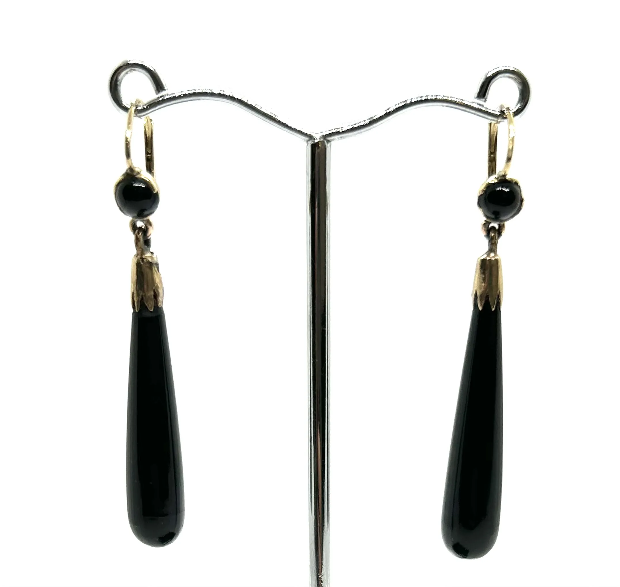 Art deco zlaté náušnice s onyxy - 5