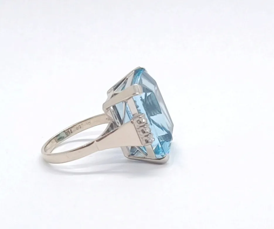 Zlatý prsten s akvamarínem a diamanty - 4