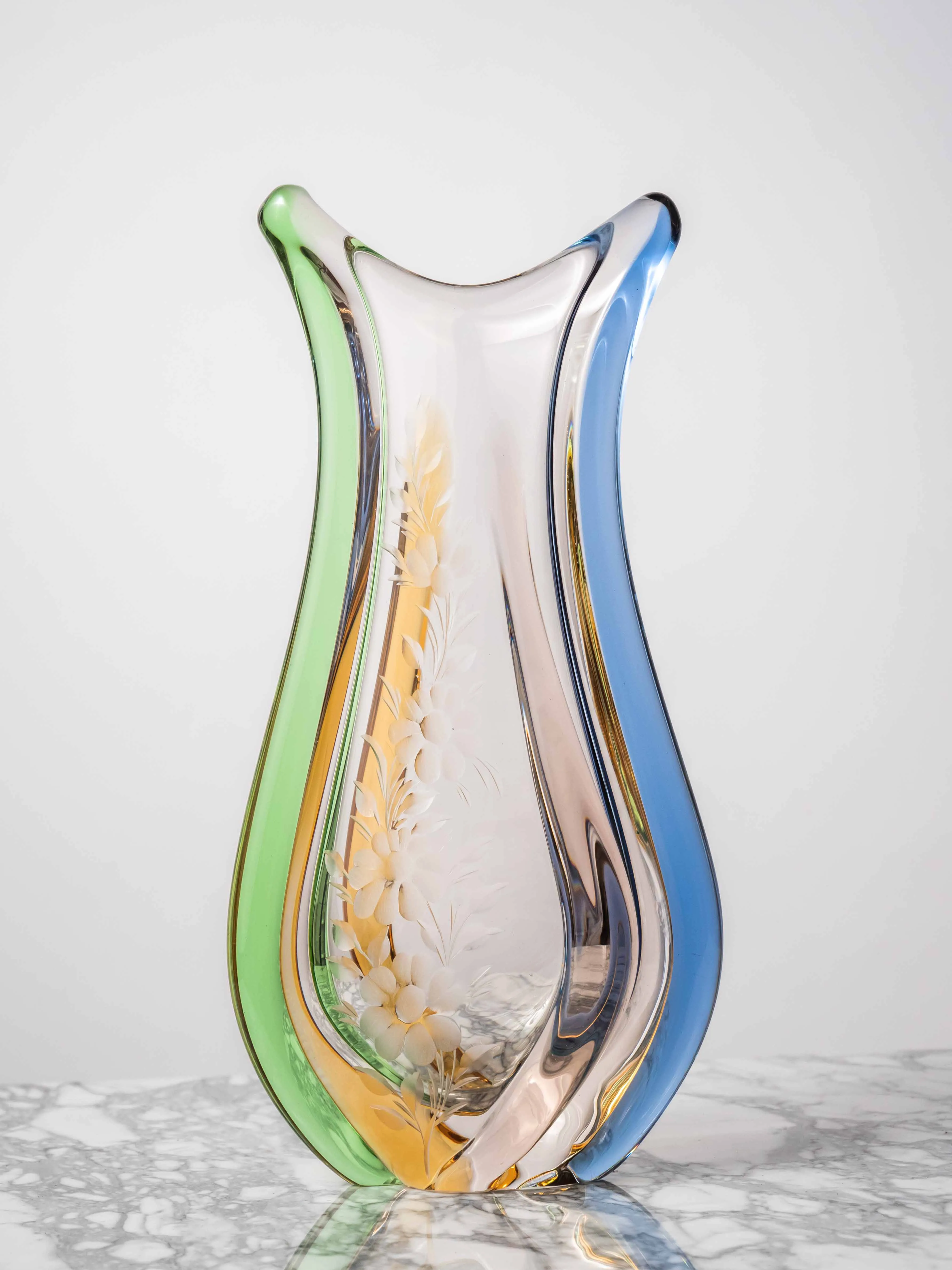 Hutní váza rytá František Zemek výška 30 cm - 4