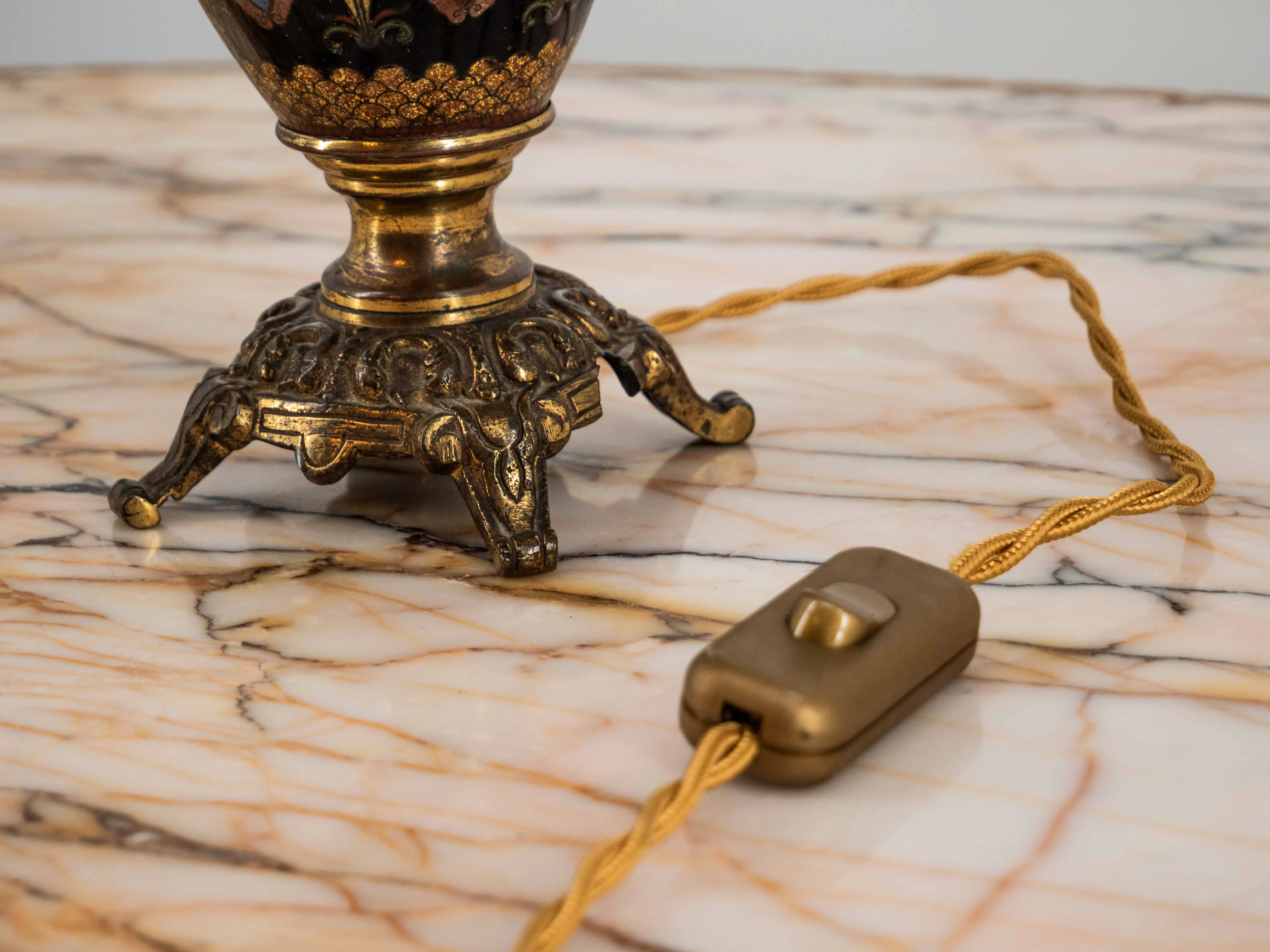 Čínská stolní lampa Cloisonne starožitná - 10