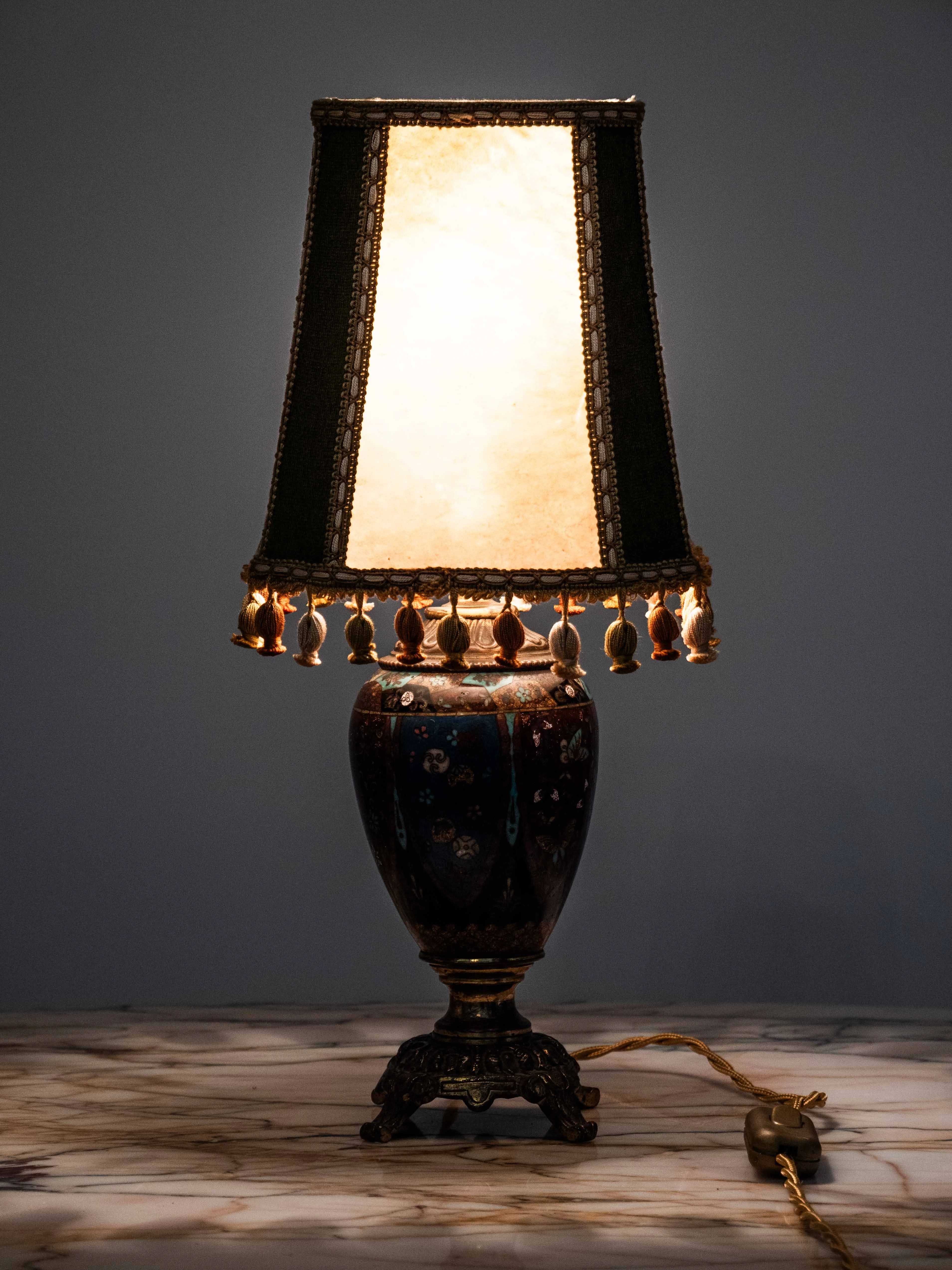 Čínská stolní lampa Cloisonne starožitná - 2