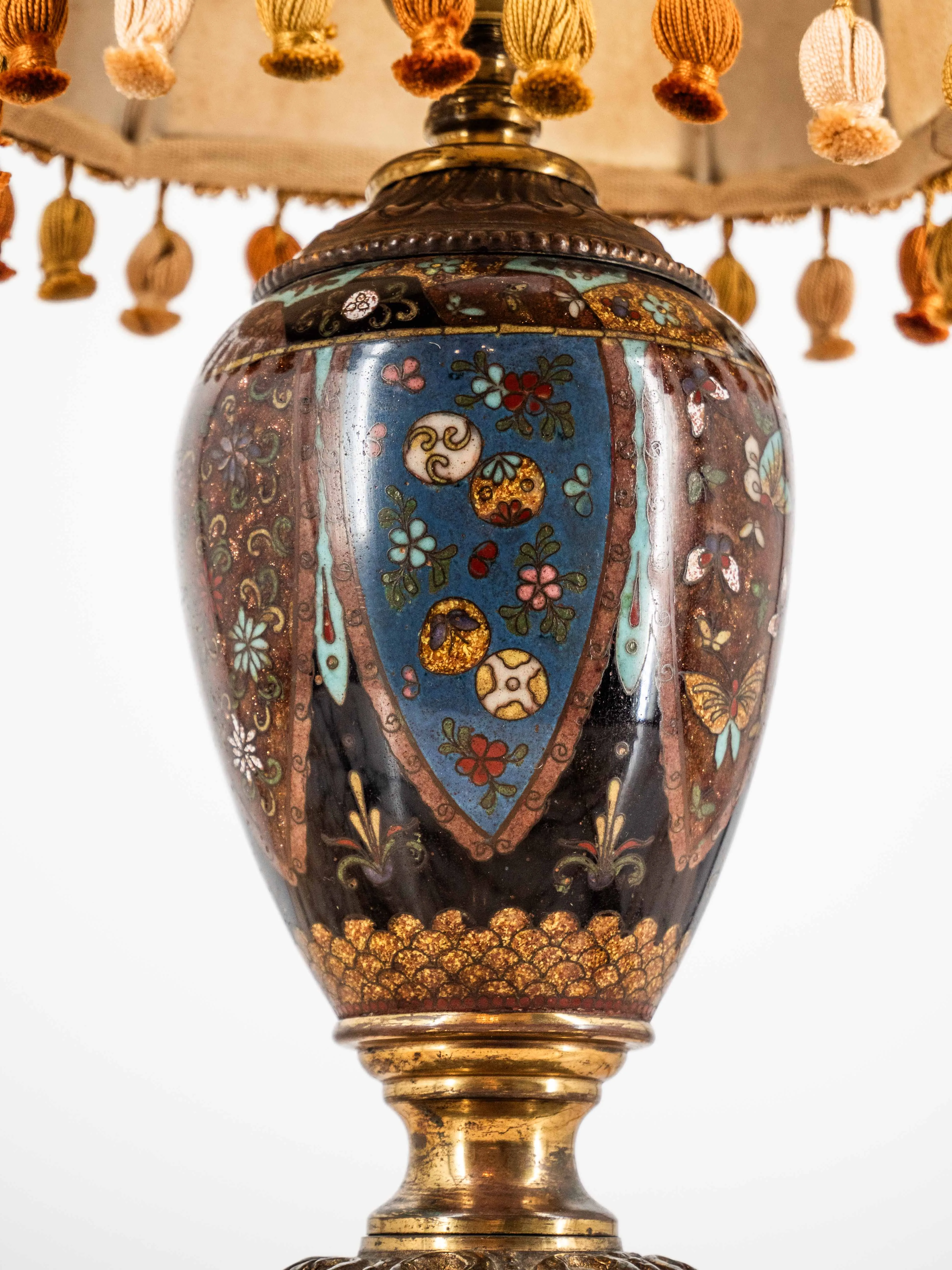 Čínská stolní lampa Cloisonne starožitná - 3