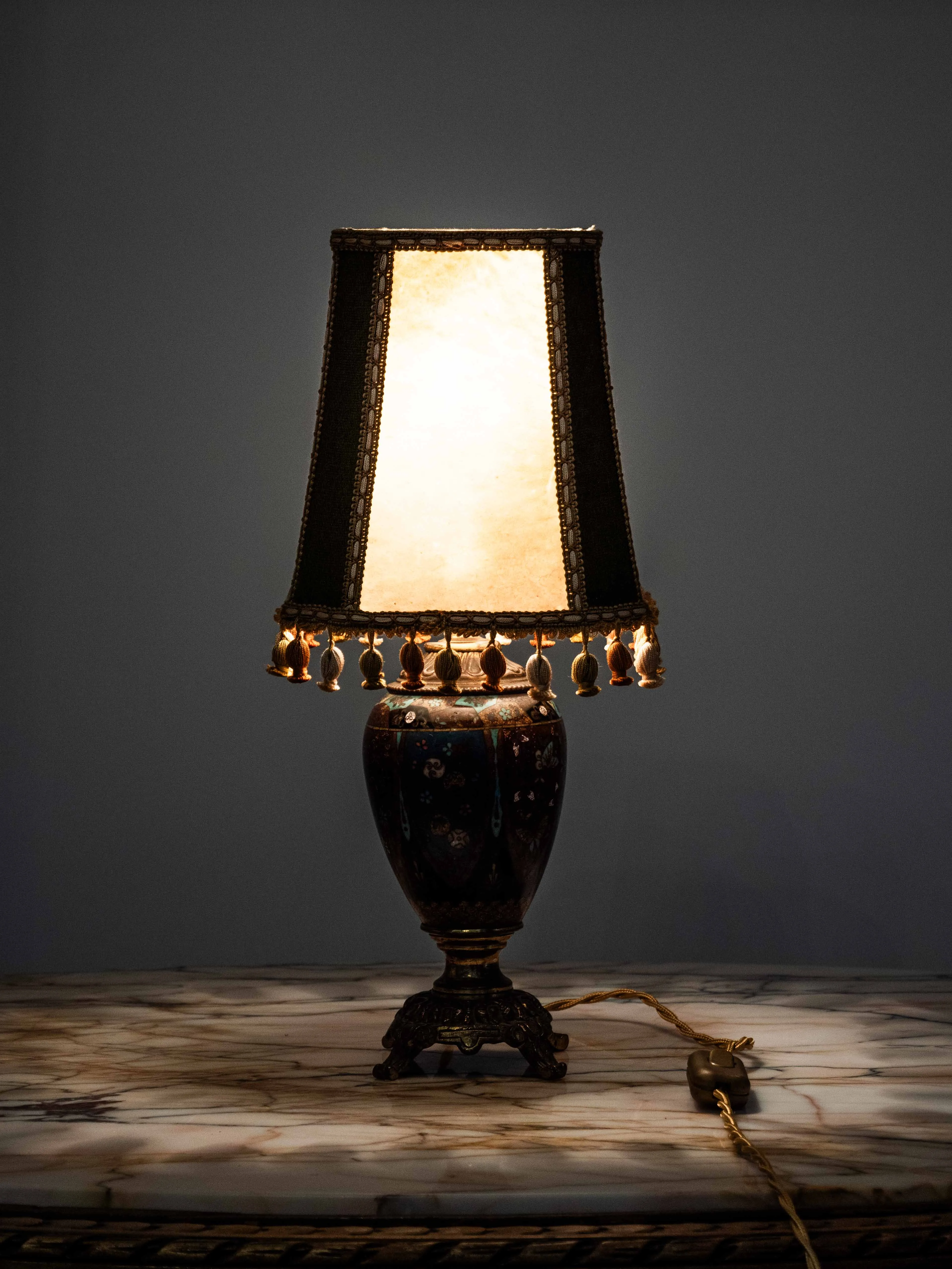Čínská stolní lampa Cloisonne starožitná - 5