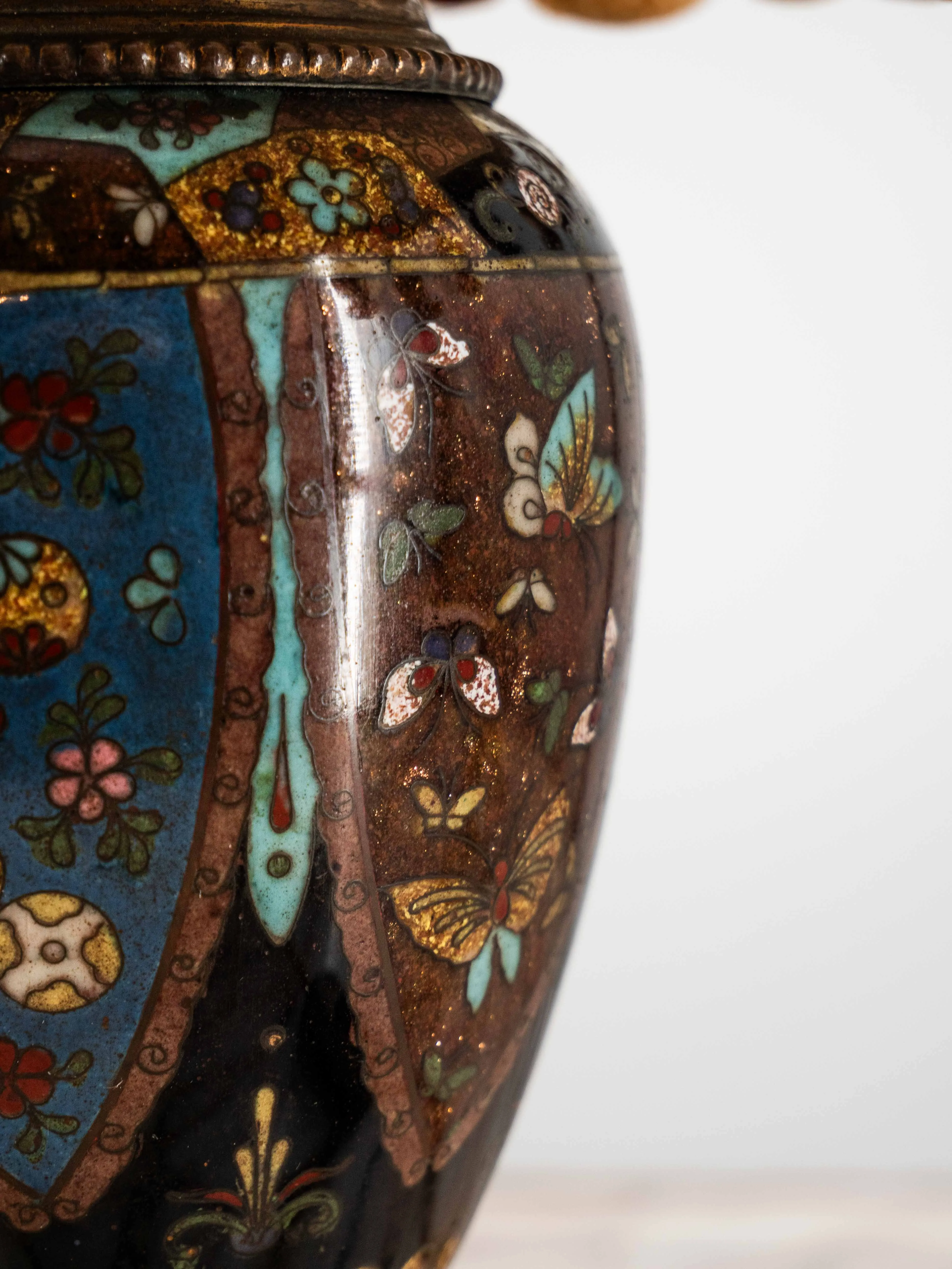 Čínská stolní lampa Cloisonne starožitná - 6
