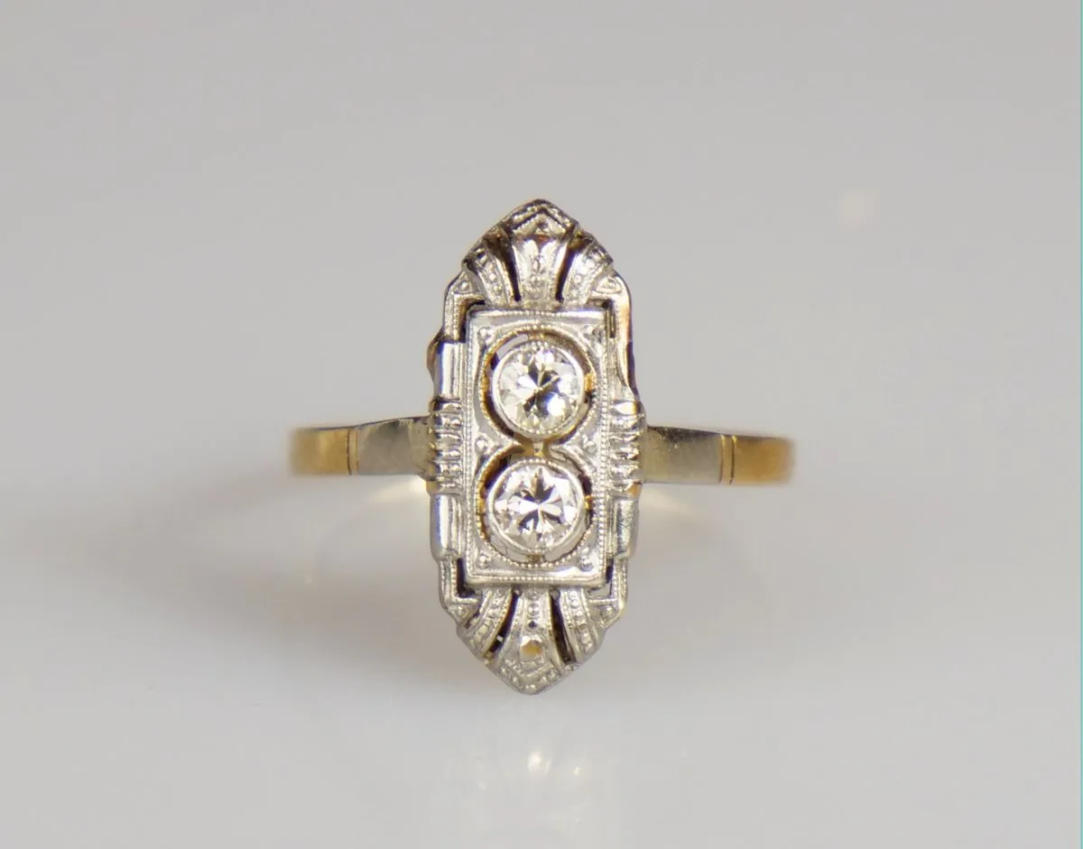Zlatý art deco prsten s diamanty