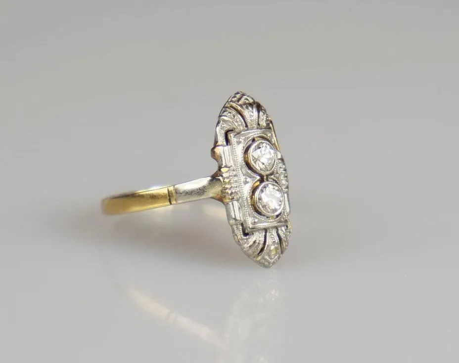 Zlatý art deco prsten s diamanty - 2