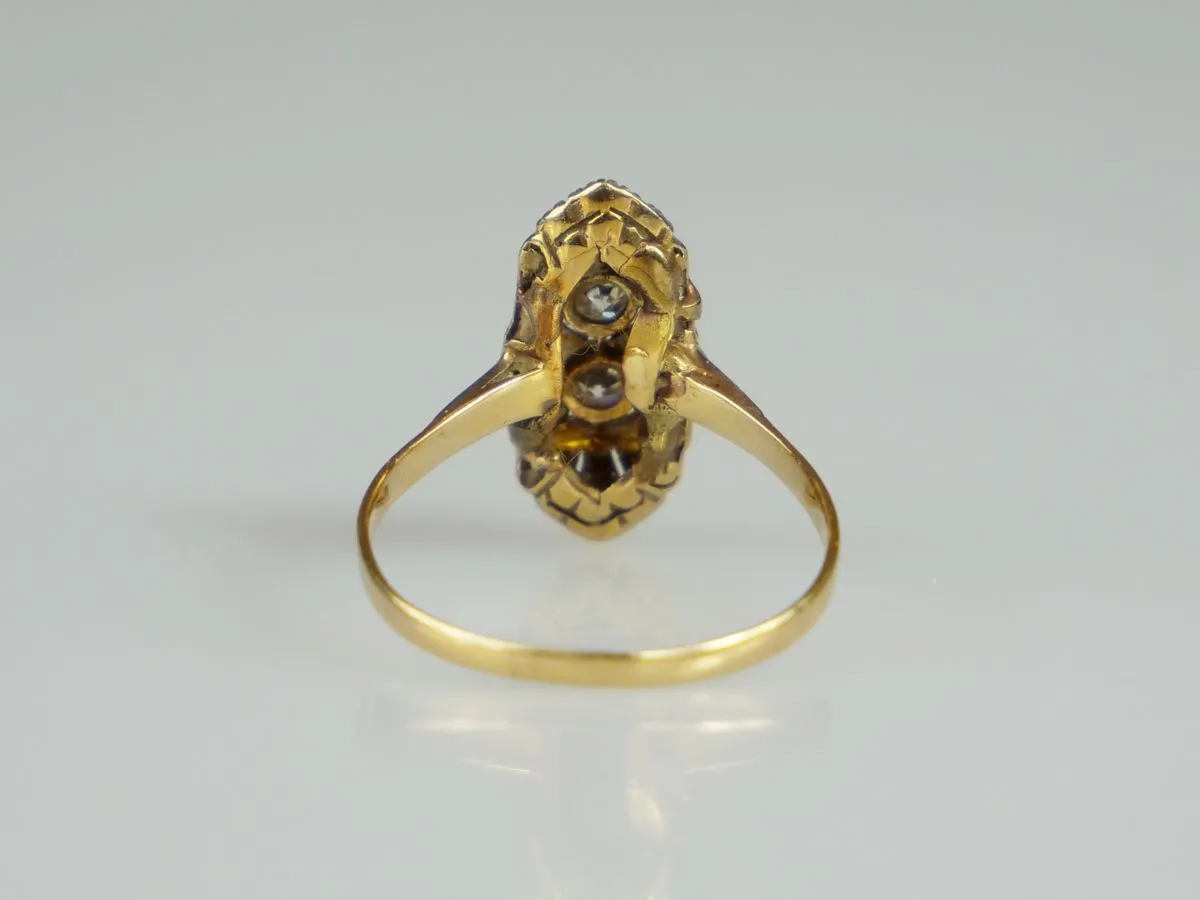 Zlatý art deco prsten s diamanty - 3